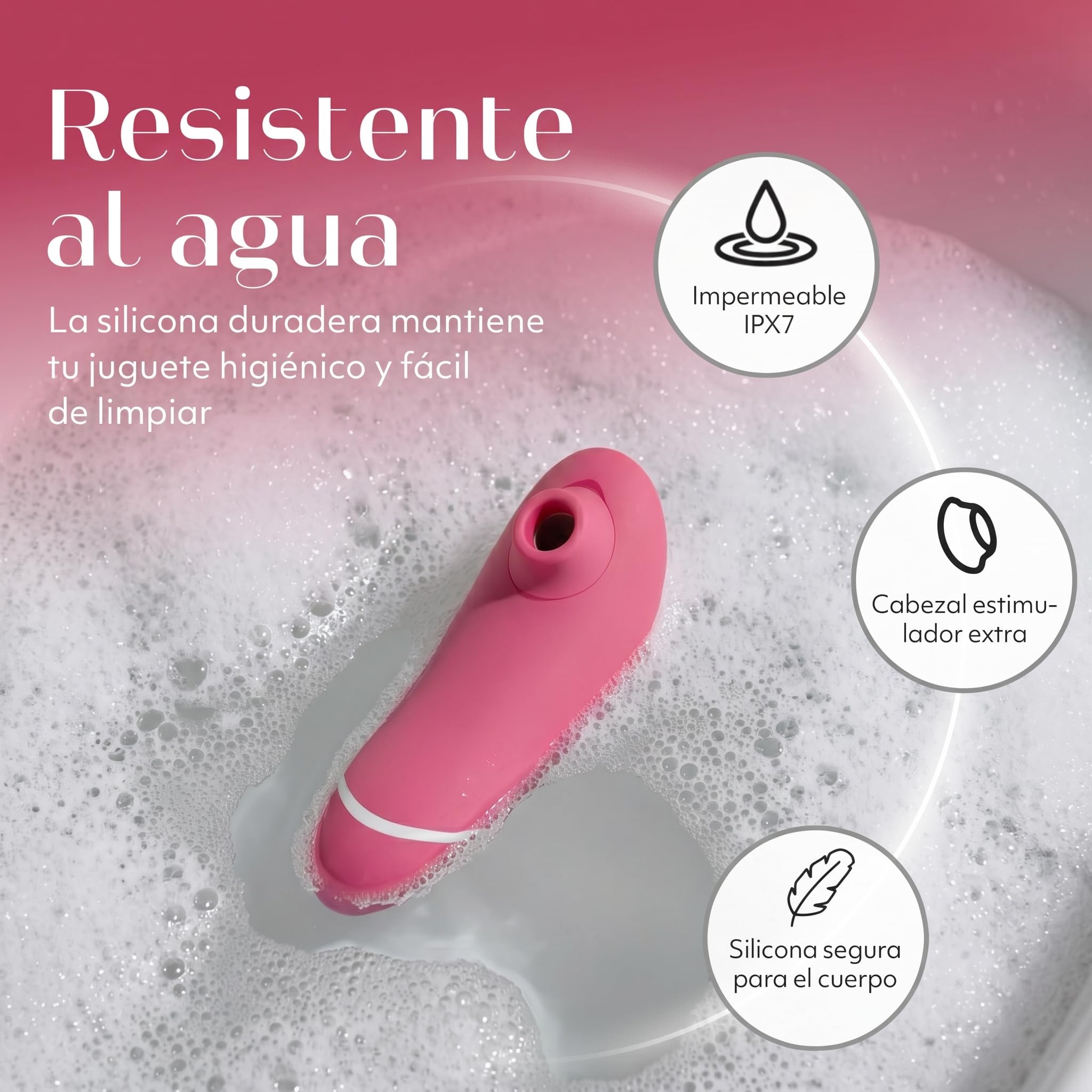 Womanizer Premium 2 succionador de clítoris visto en El placer es mío | Estimulador de clítoris | Vibrador sumergible para mujer | 14 niveles de intensidad | Juguete erótico para parejas | Rosa