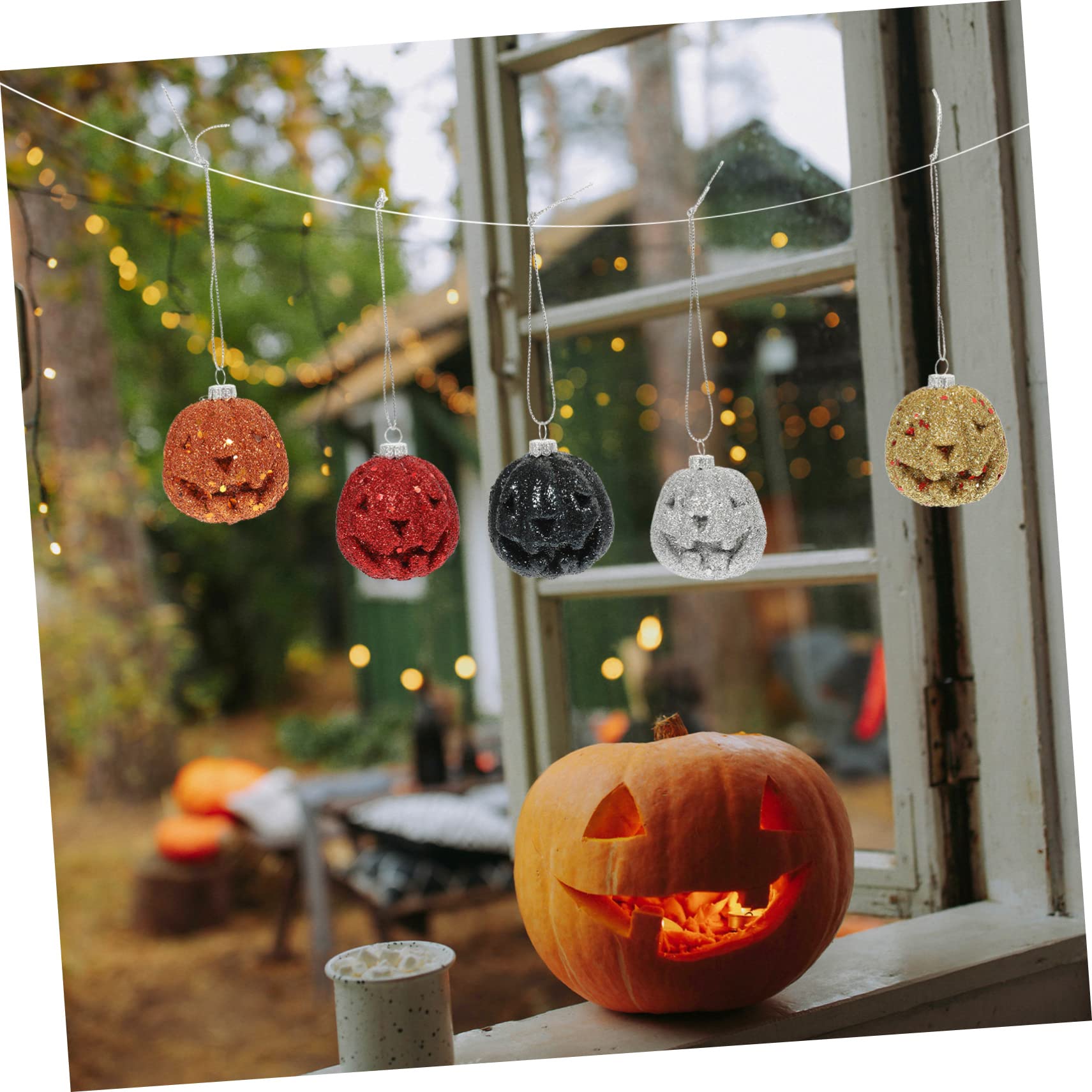 50pezzi Ornamenti Da Appendere Per Halloween Con Zucche Glitterate Foam Decorazioni Festive Per Feste e Scenografie Decorative