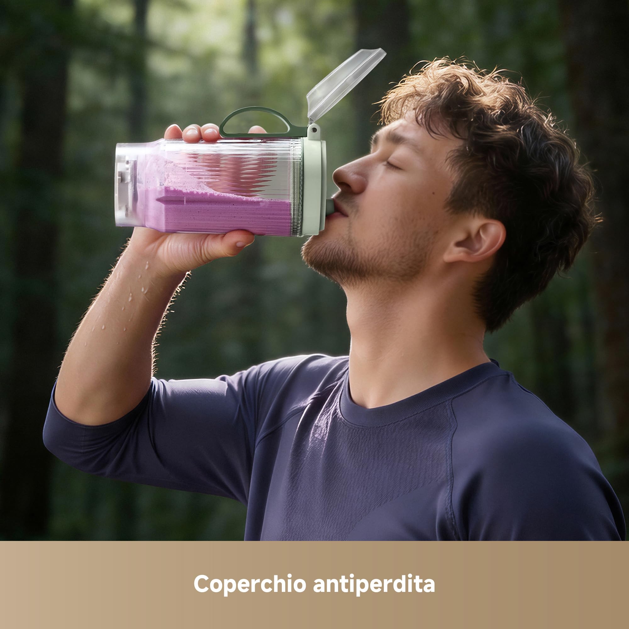 DREAME PortFresh Frullatore Portatile, Base Rimovibile, Ricarica Rapida, Bicchiere 880 ml Senza BPA (Capacità 500 ml), 5 Funzioni Preimpostate, Modalità di Autopulizia, Lavabile in Lavastoviglie,Verde