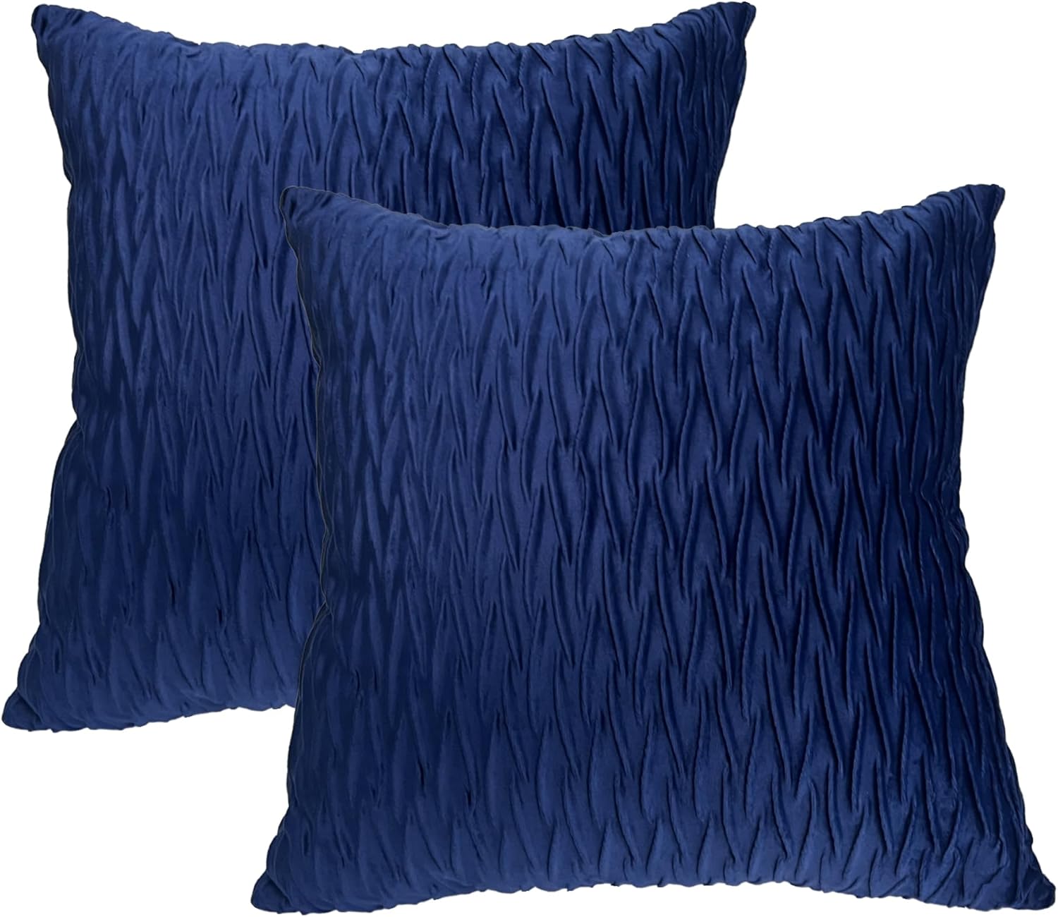 18x18 Inch Soft Velvet Throw Pillow Covers Set of 2 Soft Decorative Cushion Cases with Texture for Sofa Couch Bed Living Room (Navy)