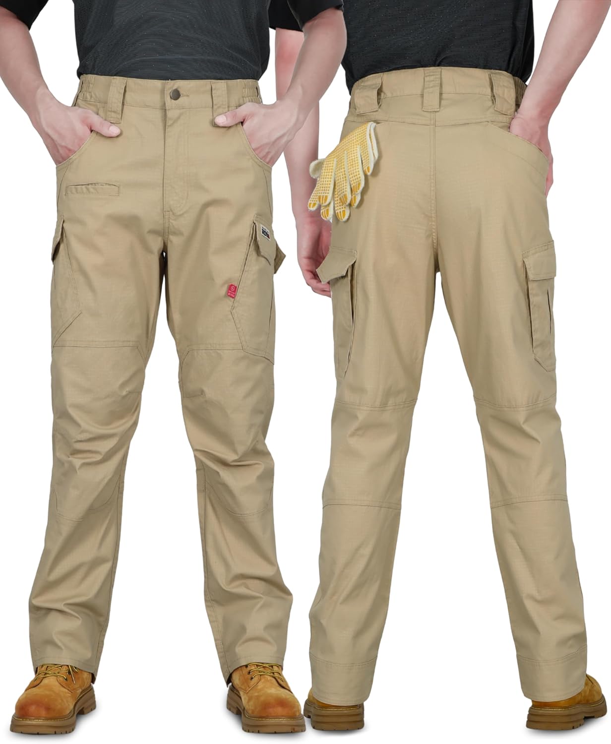 TICOMELA FR Pants for Men Stretch Ripstop Cargo Relaxed Fit Flame Resistant Lightweight Reinforced Work Jeans NFPA2112 CAT2 - Image 2