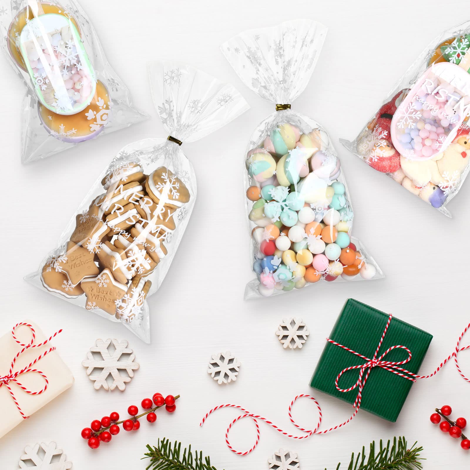 100 Pezzi Sacchetti Biscotti di Natale,Sacchetti per Biscotti Caraelle