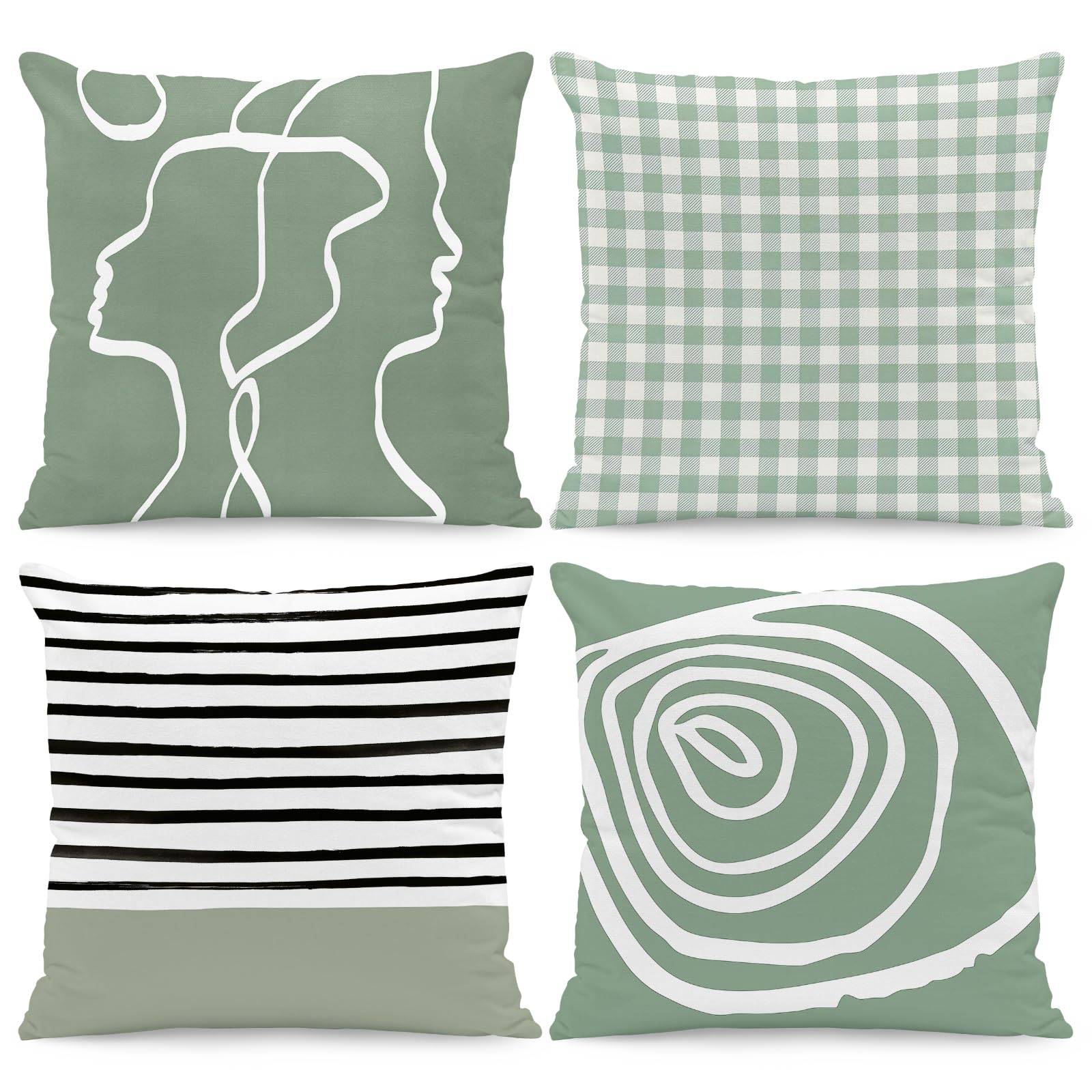 BREASOME Abstract Striped & Plaid Cushion Covers 45 x 45 cm Set of 4
