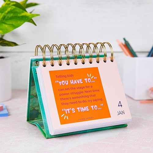 Miniatura 5 de Parenting Pathfinders® Calendario diario perpetuo de escritorio sin fecha, calendario inspirador y de apoyo Page-A-Day para padres y cuidadores (5.5