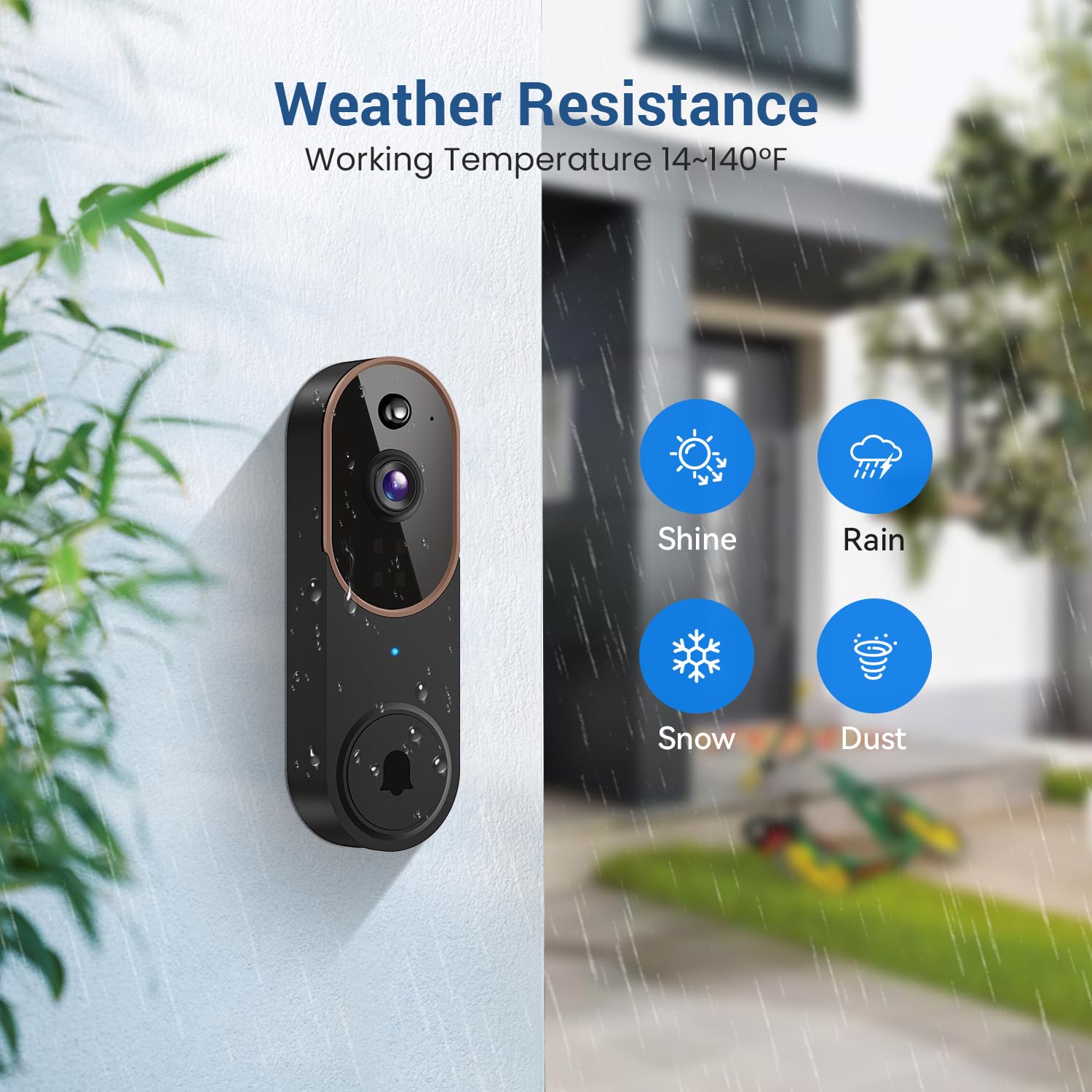 Guggre Videocitofono wireless 1080P con campanello, rilevamento umano AI, archiviazione cloud, audio bidirezionale, supporto Wi-Fi 2,4 GHz, avvisi in tempo reale, facile installazione, visione
