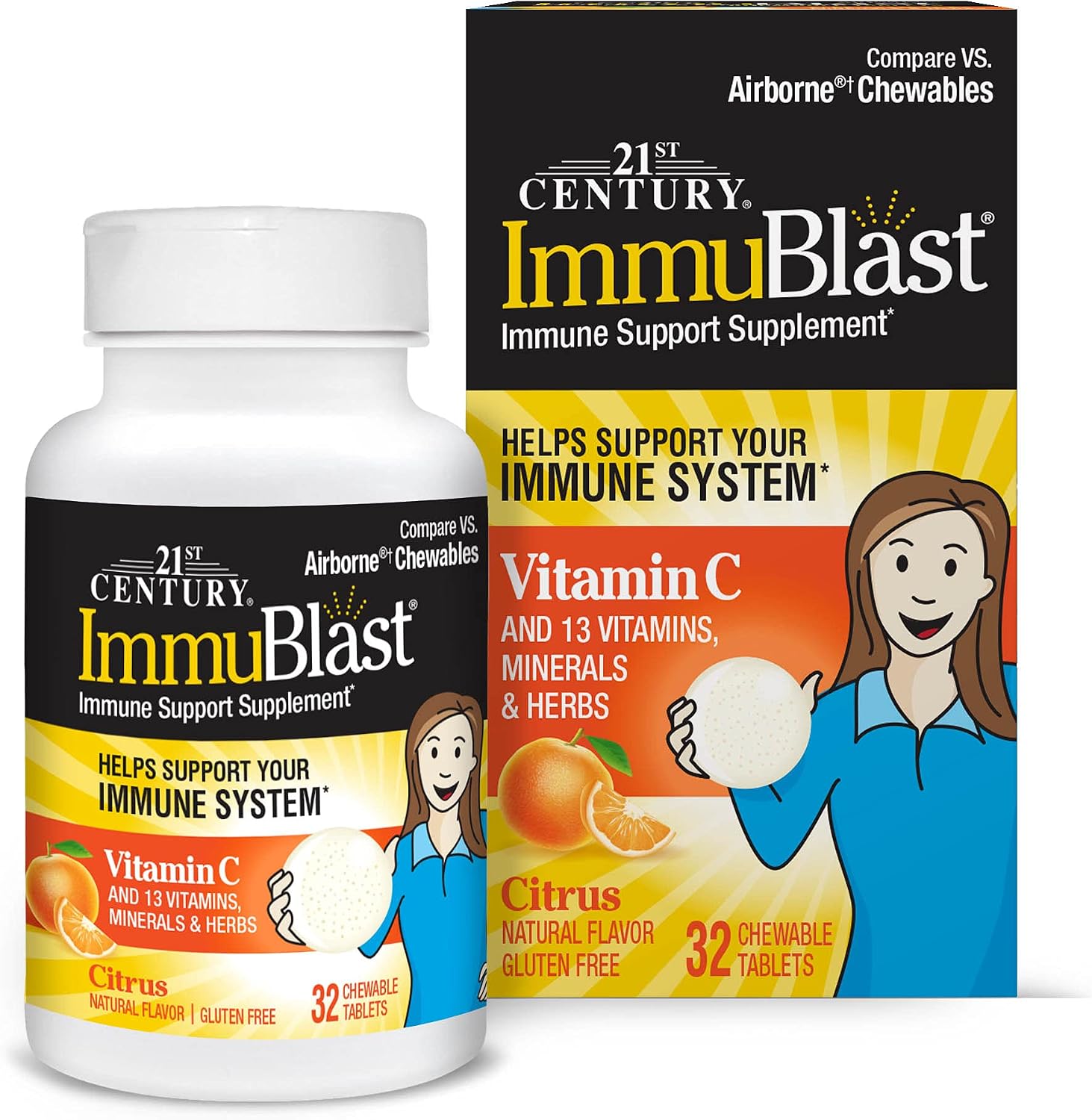 21st Century Immublast Chewable Tablets, Citrus 32 Count