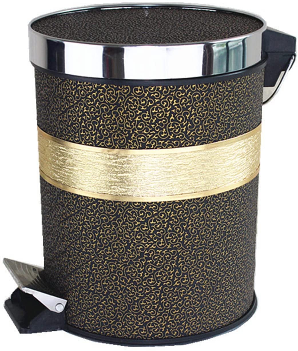 OSCCAR Trash Can Decorative Waste Basket Retro Waste Bins with Pedal and Lid Round Step Trash Can Large