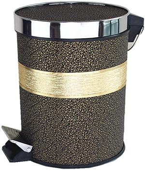 OSCCAR Trash Can Decorative Waste Basket Retro Waste Bins with Pedal and Lid Round Step Trash Can Large