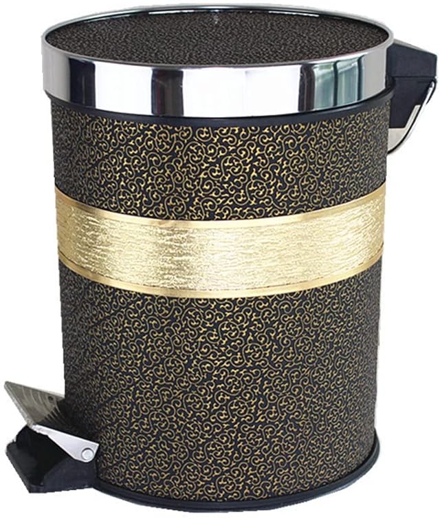 OSCCAR Trash Can Decorative Waste Basket Retro Waste Bins with Pedal and Lid Round Step Trash Can Large