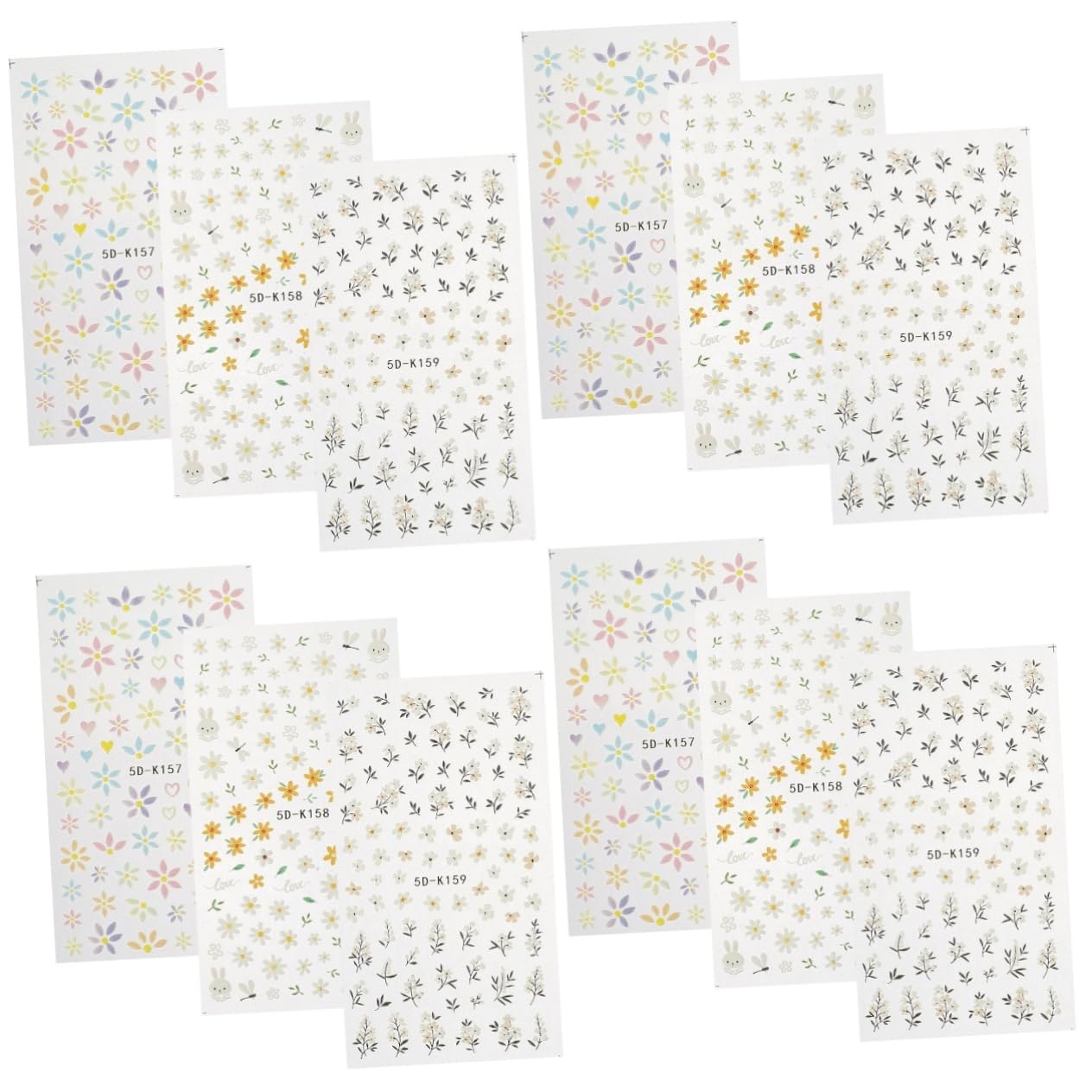 VALICLUD 4 Set Adesivi Per Chiodi in Rilievo 5d Unghia Con Se Stesso Manicure Etichetta Applique Decorazione Unghie Decalcomanie Per Adesivi Per Unghie Adesivo 3 Pezzi*4
