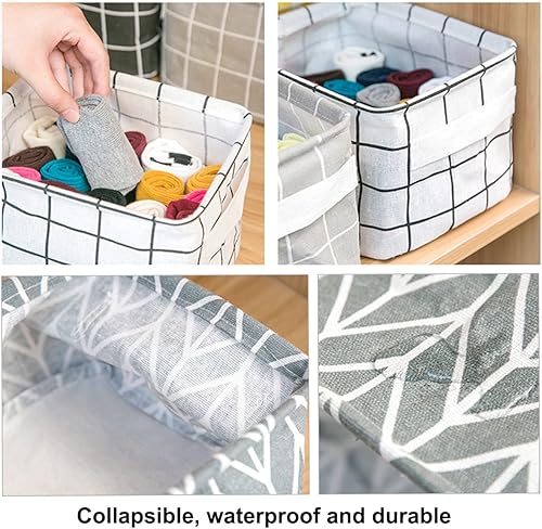 Miniatura 3 de Cesta de almacenamiento plegable  Juego de 6 pequeños contenedores plegables de lona organizadores con asa para decoración del hogar o