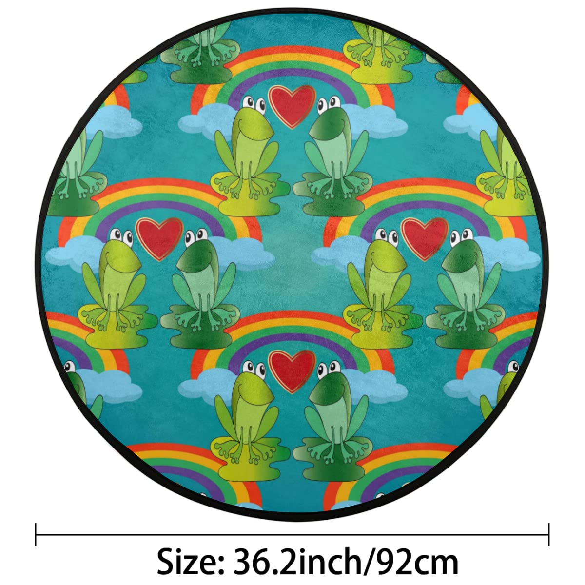 TropicalLife 'Love Rainbow Frogs' dywanik okrągły krótkie włosie żaby koło dywaniki do pokoju domu wewnątrz antypoślizgowa podłoga wewnętrzna mata dywan