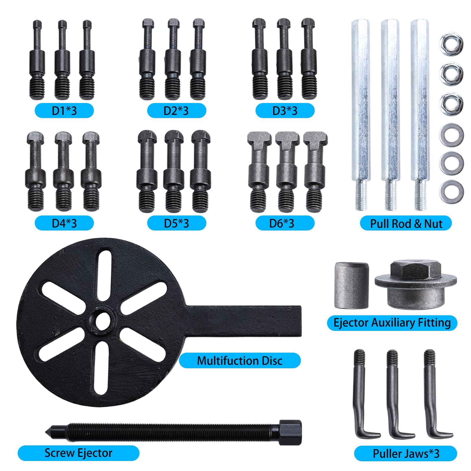 FreeTec 21tlg Innenlager Kugellager Abzieher, Universal Innenabzieher Lager Set, 3 Gebogenen Haken Kugellager Abzieher mit 6 Größen Spannzangen Lager Abzieher Innen
