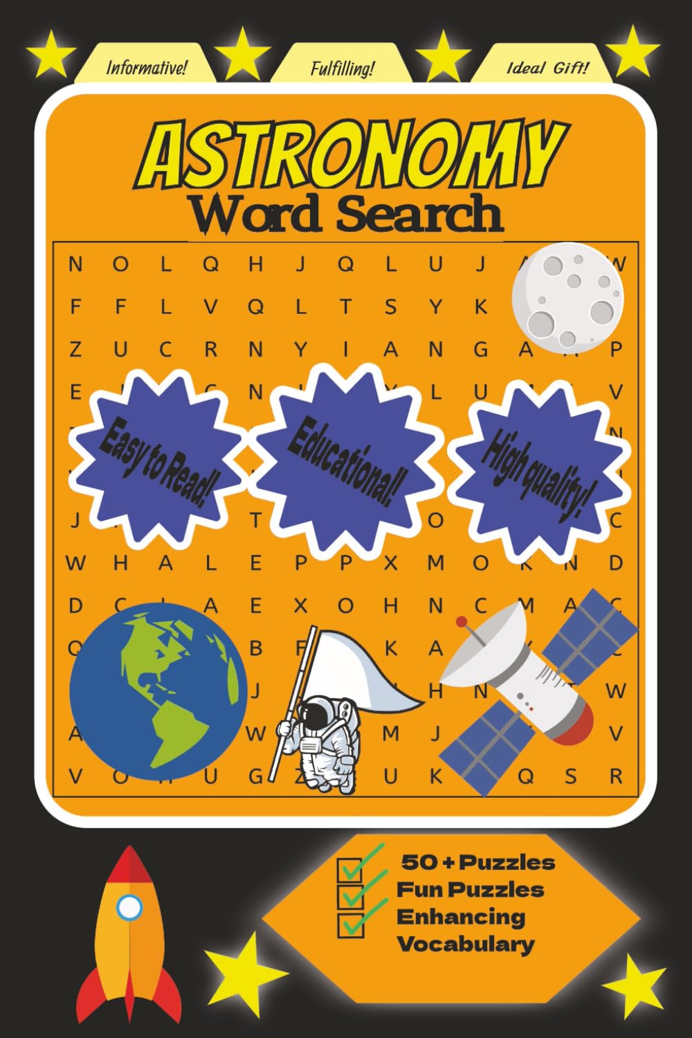 Astronomy Word Search Puzzle Book: Word Searches with Easy to Read Print about Astronomy, Planets, Space and More| 6x9 inches, 110 pages | 50+ Puzzles … Gift for Vacations, Holidays and Freetimes