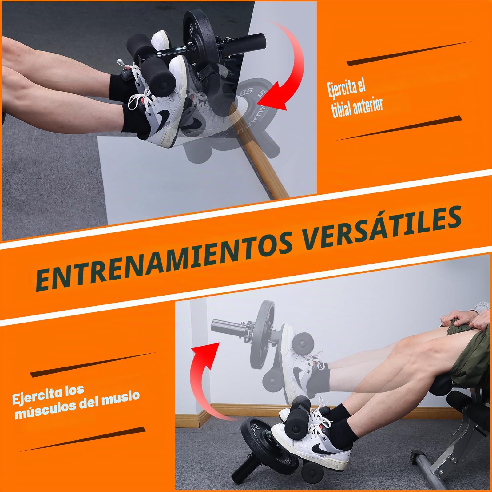 IMAYCC Tib Bar Tibialis Trainer Ajustable para Entrenamiento de Músculos de Pantorrilla, Espinilla y Tobillo con Platos de Peso Olímpicos de 2"