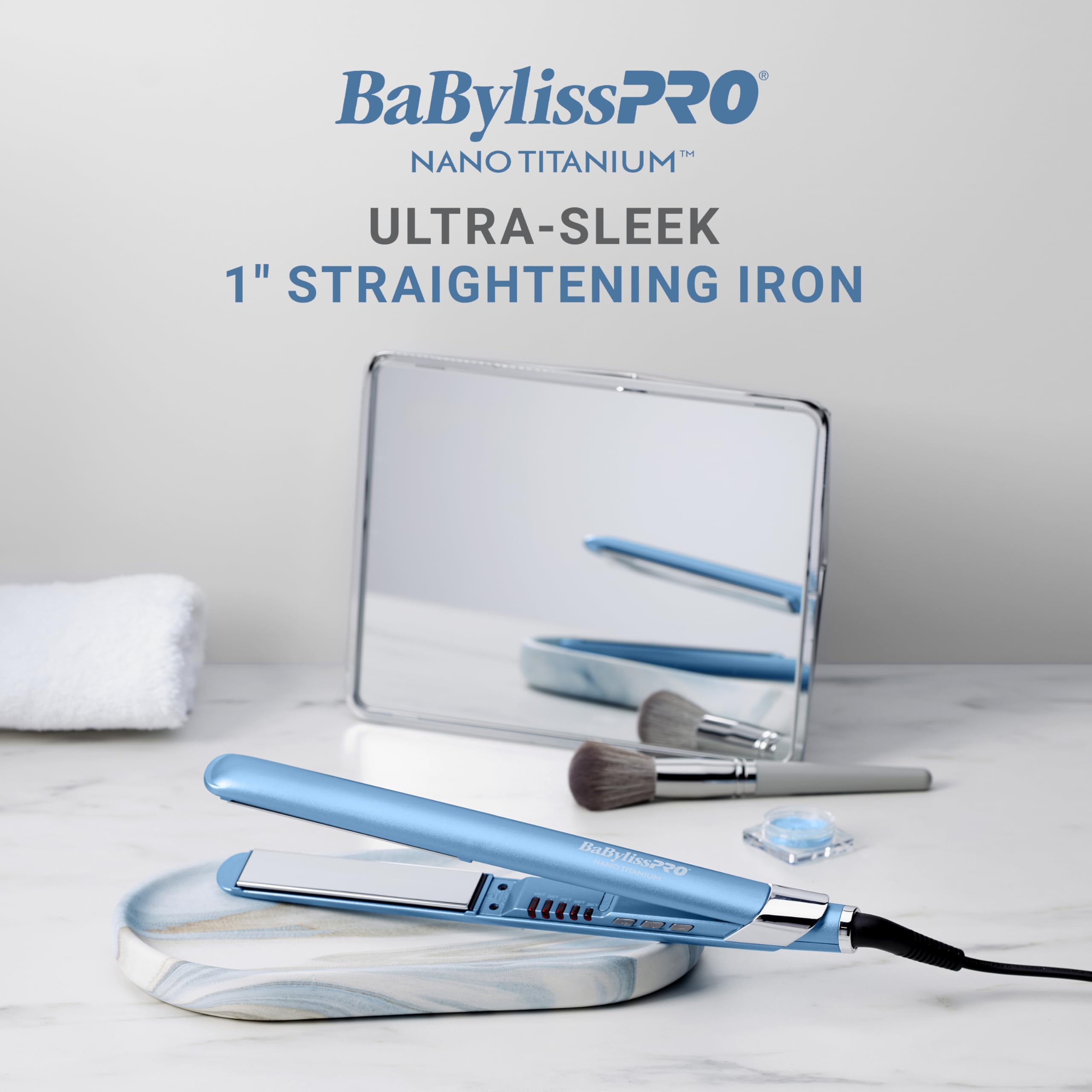 BabylissPRO Nano Titanium Ultra-Sleek Hair Straightener, Flat Iron for All Hair Types