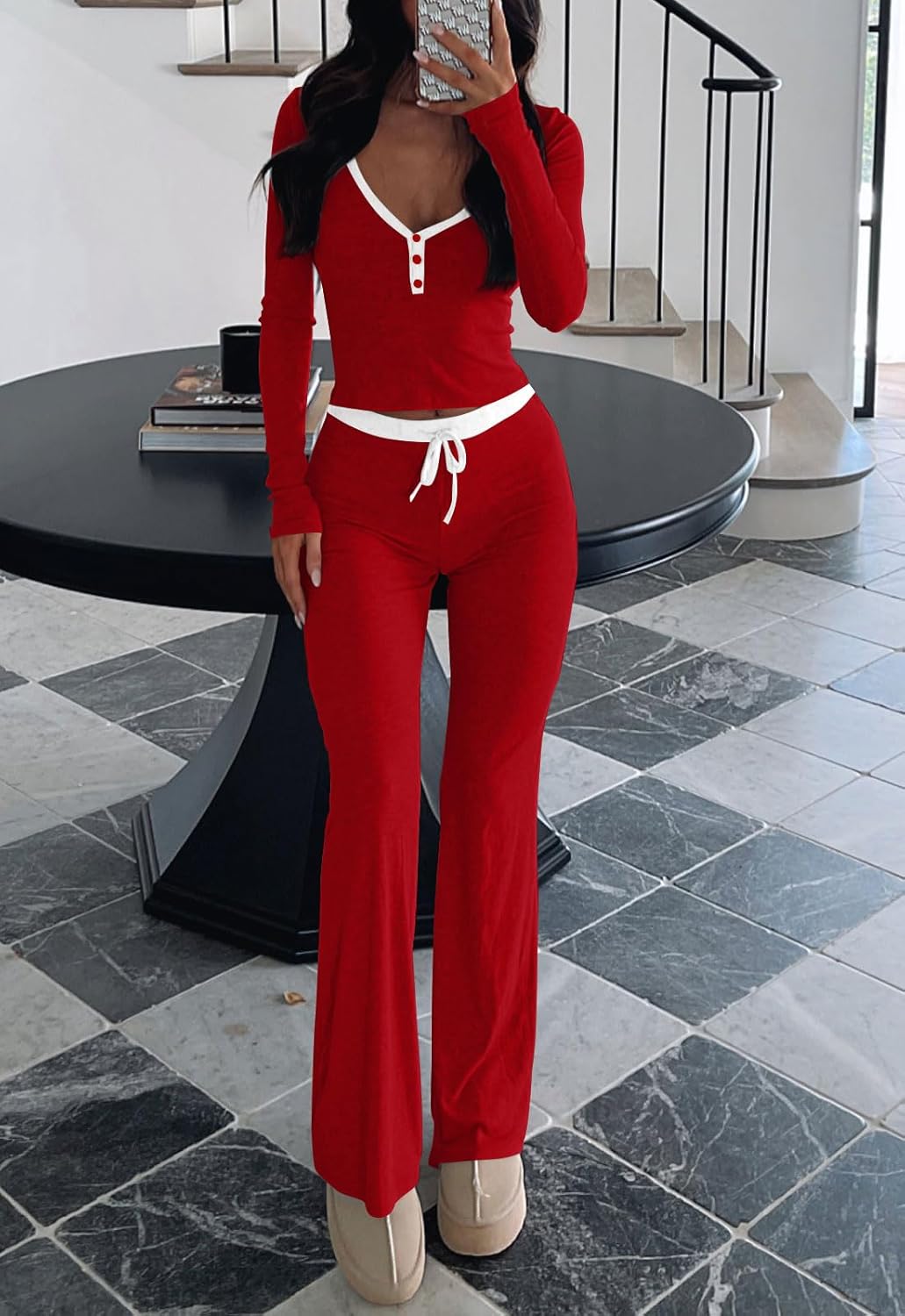 REVETRO Spring Lounge Sets For Women Sexy Pajama Sets Fall Long Sleeve Shirts Y2k PJ Sets Workout Set For GYM - Image 4