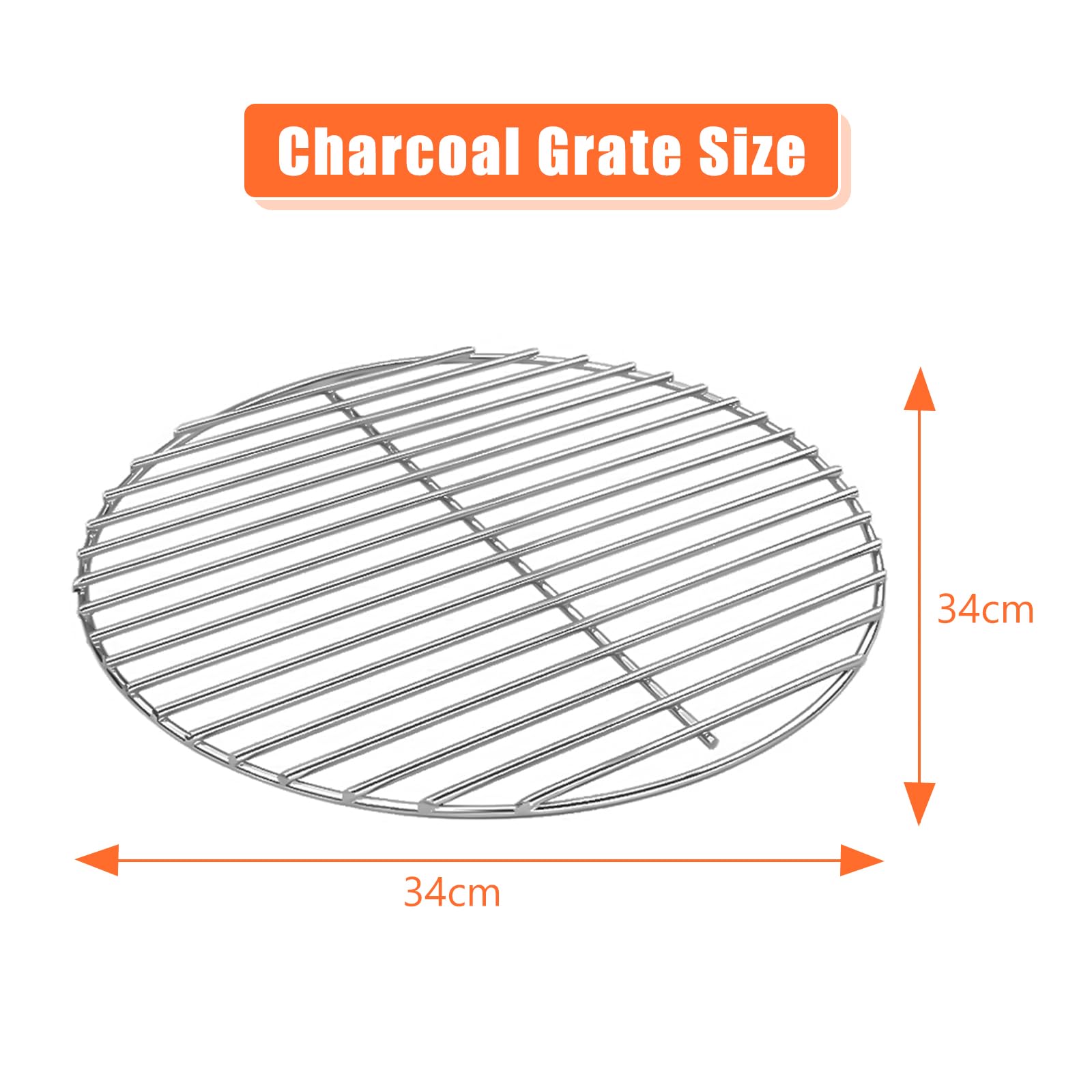 Denmay 7432 7440 Grille de Cuisson et Grille à Charbon pour Grils à Charbon Weber 47 cm, Weber One-Touch, Bar-B-Kettle, Smokey Mountain Cooker Smoker, Jumbo Joe, Original Kettle, avec 1 Thermomètre