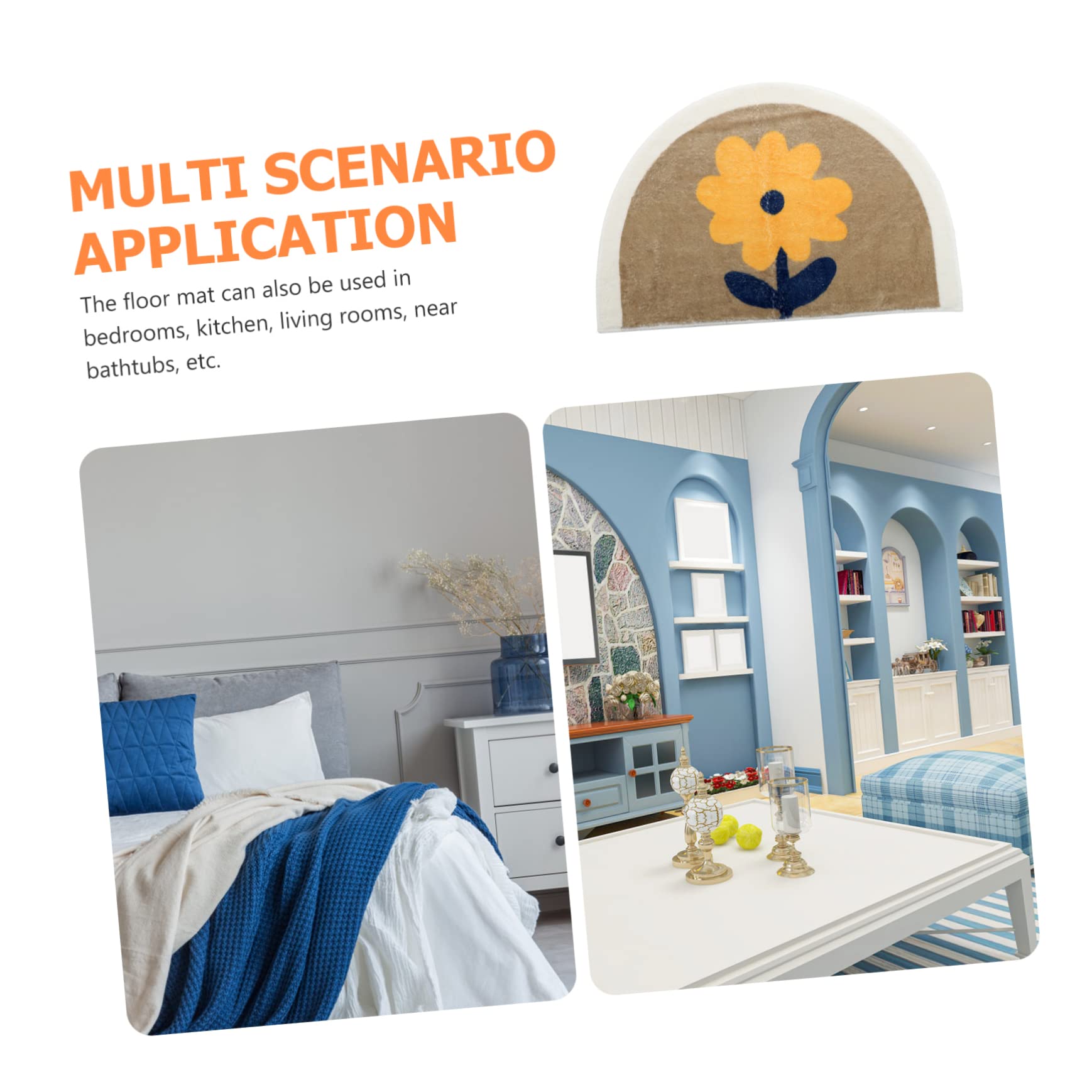 Tappeto Antiscivolo Semicircolare Assorbente e Lavabile Per Ed Decorativo Per