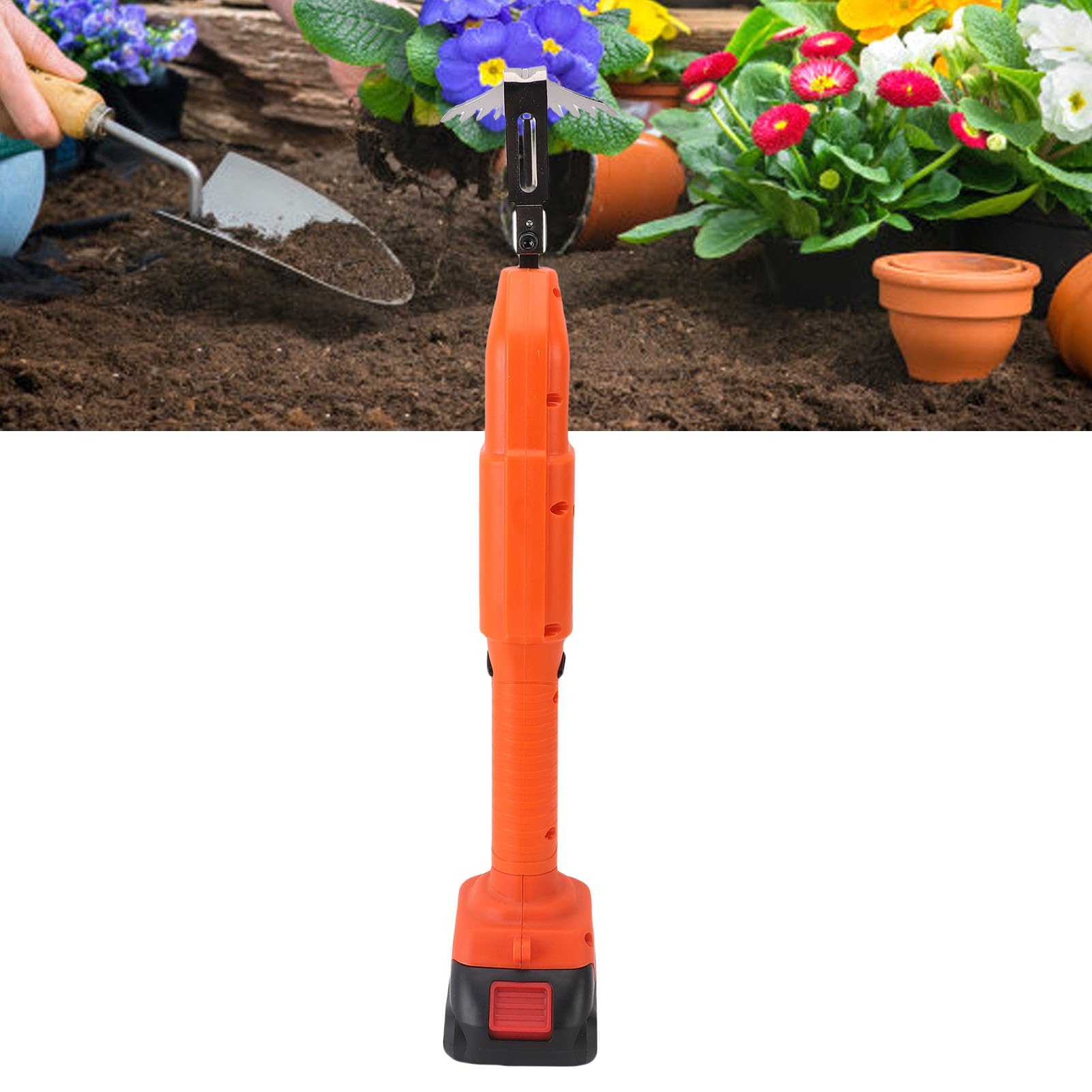 TOPINCN Coltivatore a Batteria, Zappa da Giardino Elettrica da 2500 Giri/min con Batteria Agli Ioni di Litio da 1500 MAh, per la Coltivazione del Terreno Giardinaggio del Prato Diserbo (Spina europea)