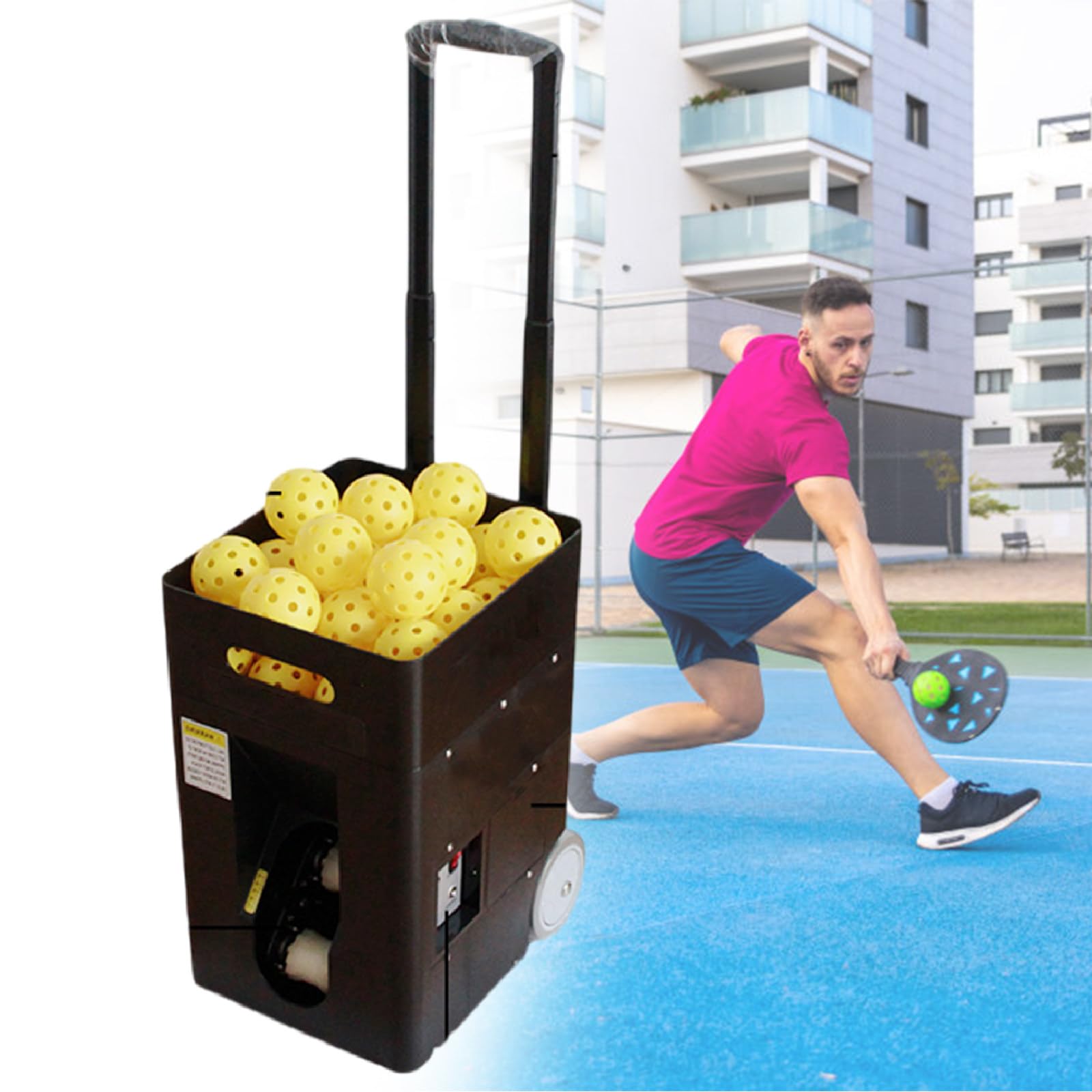 Inteligentna Wielofunkcyjna Inteligentna Maszyna do Serwisu Pickleballa - Pojemność 40+ Piłek | Regulacja Prędkości 10-50km/h, Idealna do Treningu i Meczów