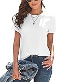 Basic T Shirts for Women UPF 50+ Short Sleeve Casual Summer Tops Trendy Solid Loose Fit Tshirt