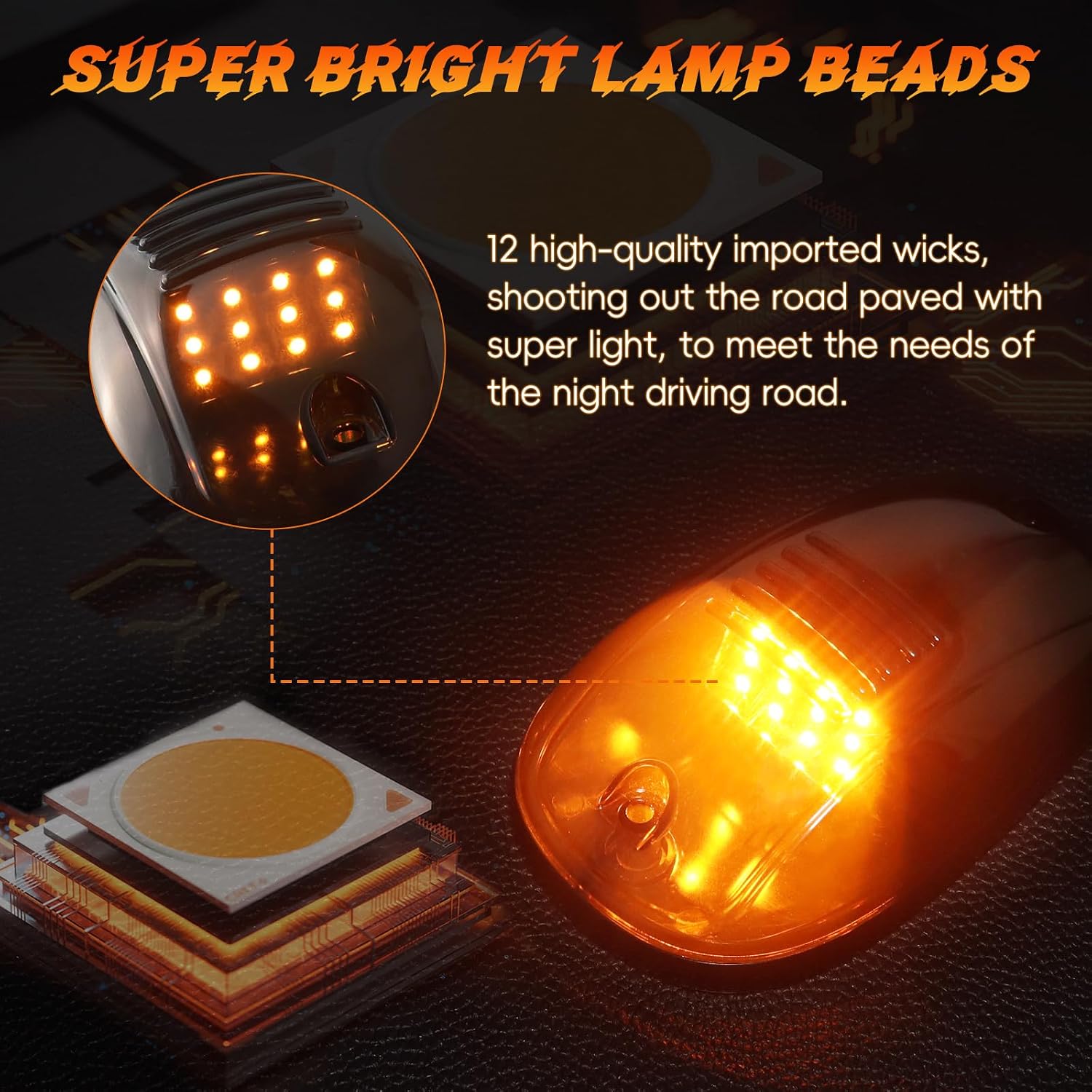 Cab Roof Marker Light Black Smoked Lens 12 LEDs Cab Clearance Light 5 Pcs Roof Top Marker Running Lights Kit for Ford Dodge Ram Trucks SUV POV Pickup