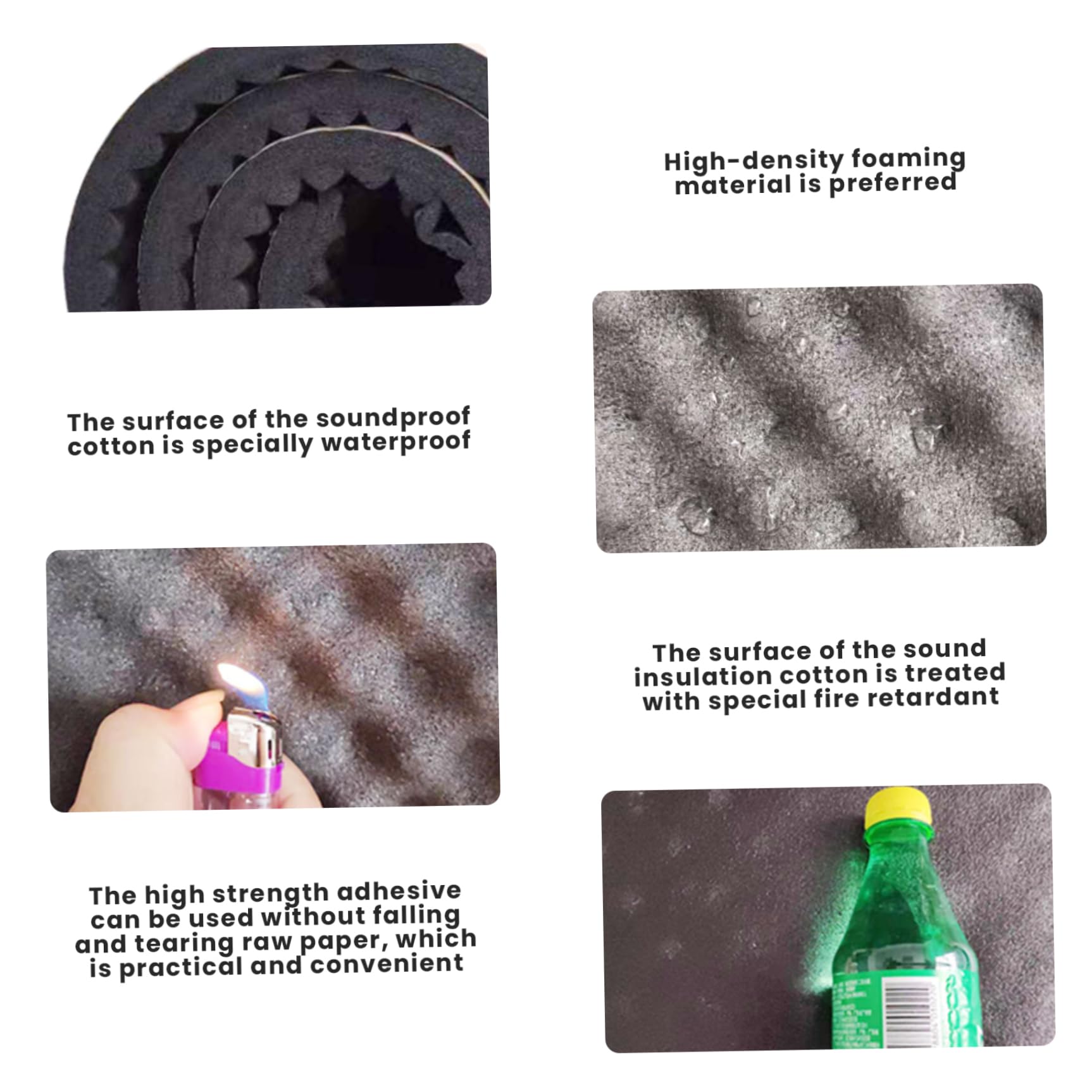 Paneles de espuma acústica de alta densidad de 2 cm de grosor – Espuma autoadhesiva de aislamiento acústico resistente al fuego y al agua 79 x 20 para interior de coche