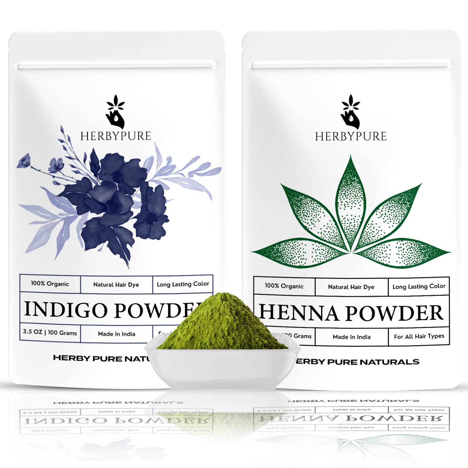 Herby Pure Indigo & Henna Powder Combo for Black Hair Colour, 200 Grams | Organic & Natural | 100G Indigo Powder + 100G Henna Powder-picture-27