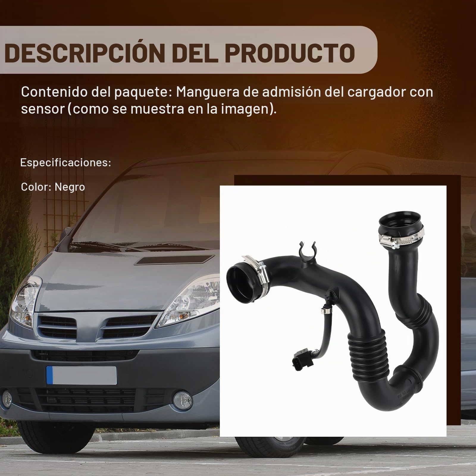 Manguera para intercooler con sensor, compatible con Primastar X83 Vivaro Trafic II 2.0 dCi 2006-2025 Manguera de aire de sobrealimentación, manguera turbo 8201068612 8200470985 93856622 1626900Q0A