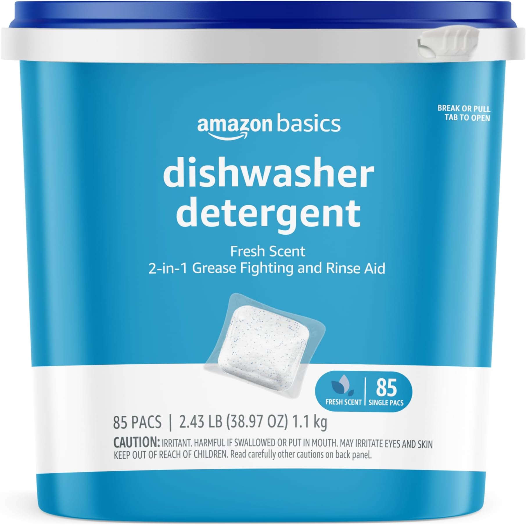 Dishwasher Detergent Pacs, Fresh Scent, Cuts Grease, Rinses Clean, Removes 24HR Dried-On Stains, 85 Count (Previously Solimo)