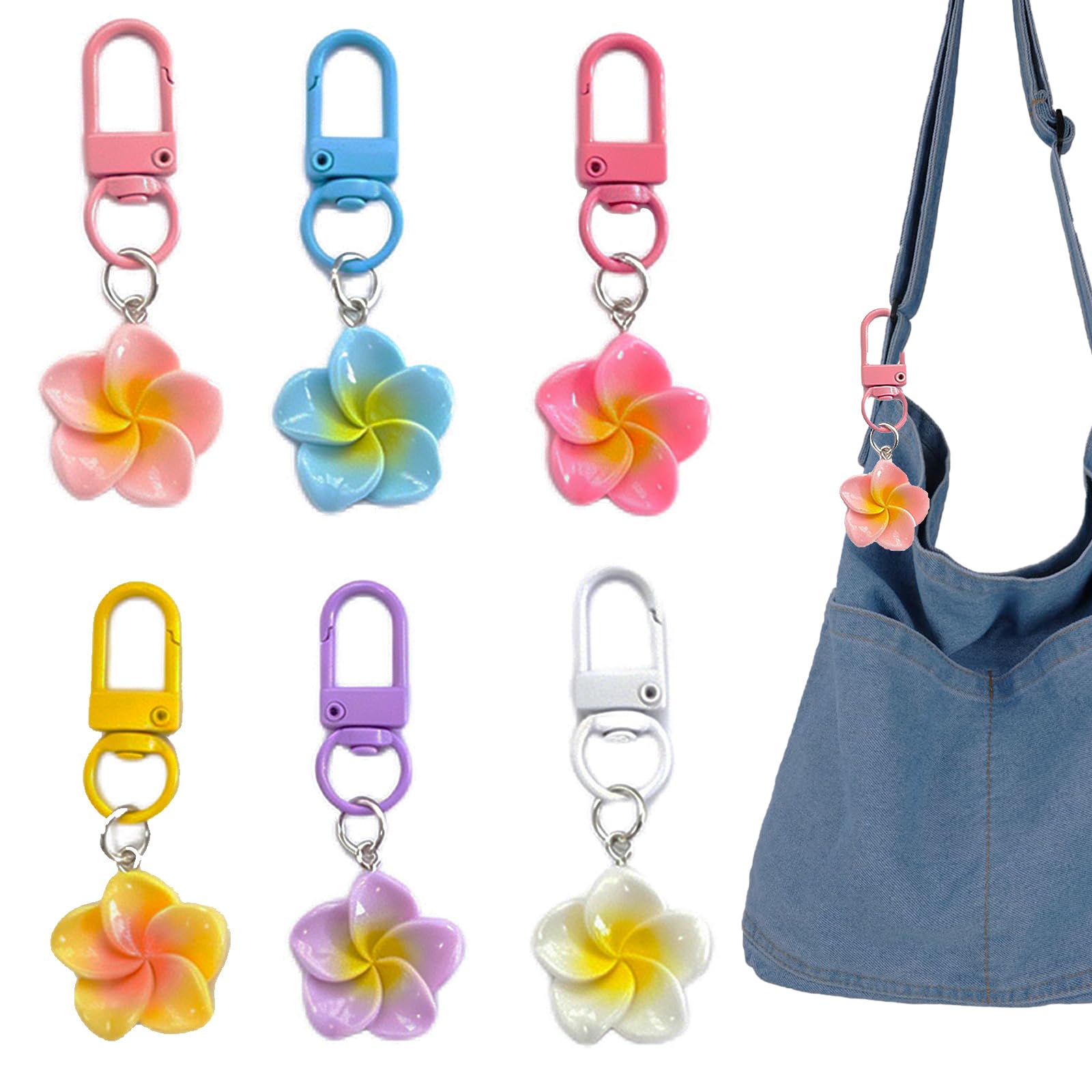 Vayrihom Blume Schlüsselanhänger für Damen, Süß Bag Charms Aesthetic Taschenanhänger, Cute Flower Keychain, Kirschblüte Cherry Blossom Anhänger Tasche Key Chain Floral Taschen Charms