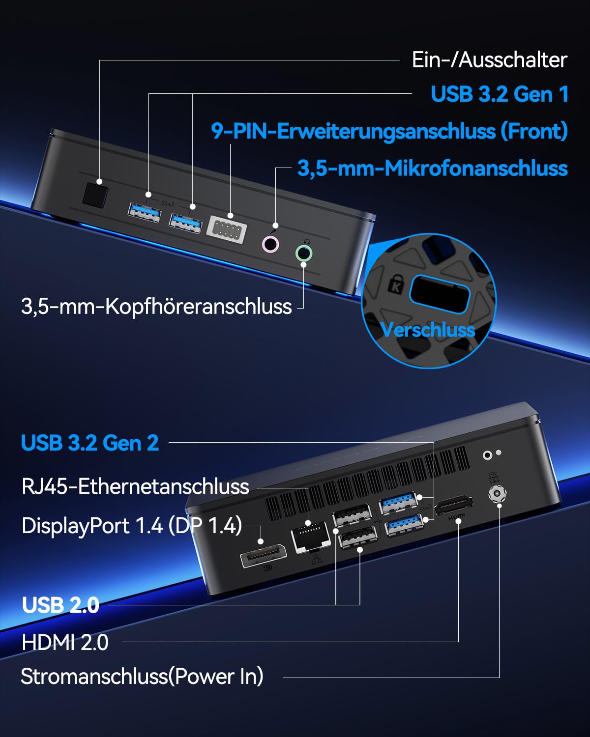 GEEKOM Business Mini PC Air12 Lite mit Intel N95, 8GB DDR4 256GB SSD | 3 Jahre Garantie Mini Desktop, 6×USB,9-PIN Ports, Dual-Display 4K@60Hz Ultra-leiser Kompakter Desktop PC für Office Home