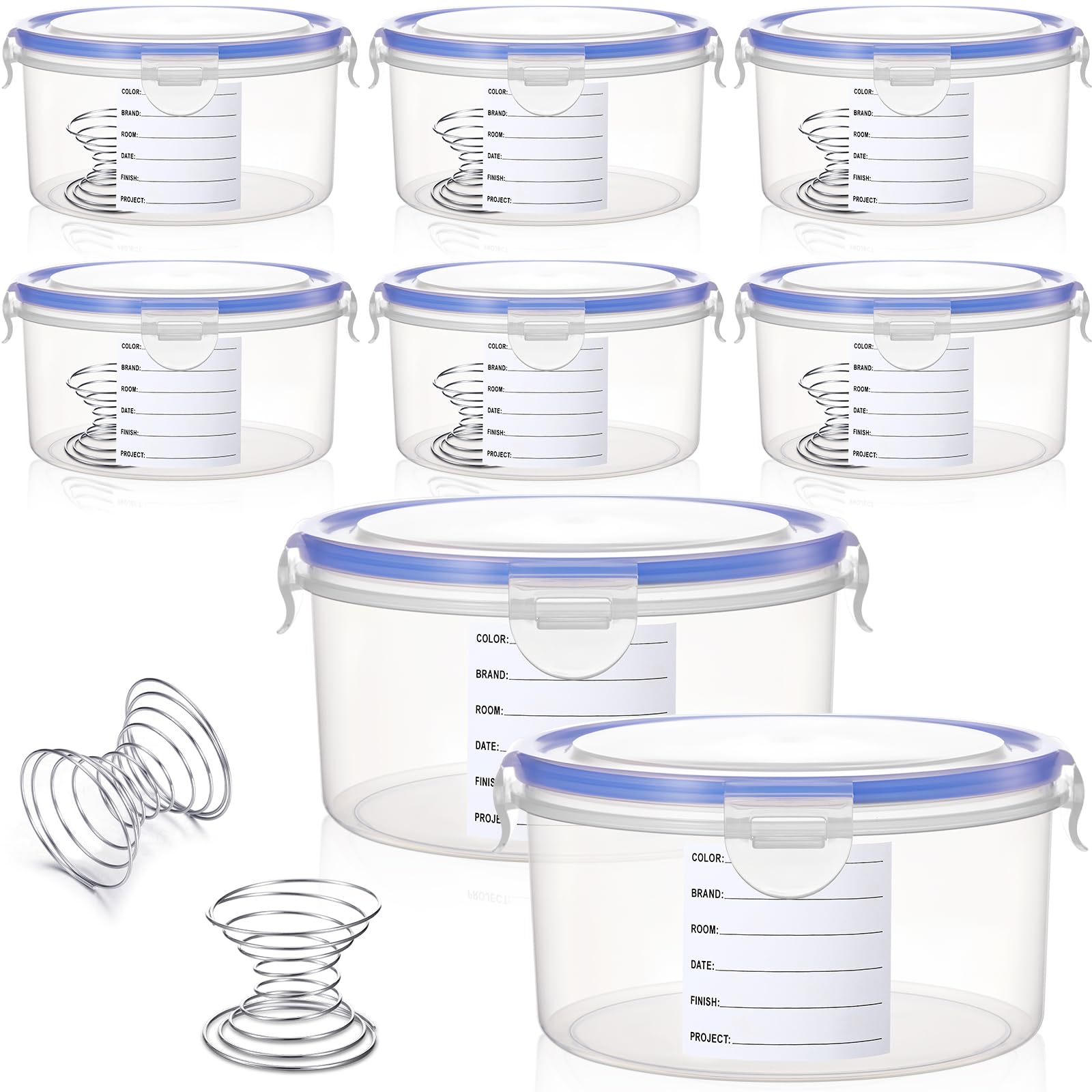 Remerry 8 Sets Paint Container with Stainless Steel Mixing Ball Touch up Storage Cups with Lids Paint Containers Storage Airtight for Repainting (1100 ml)