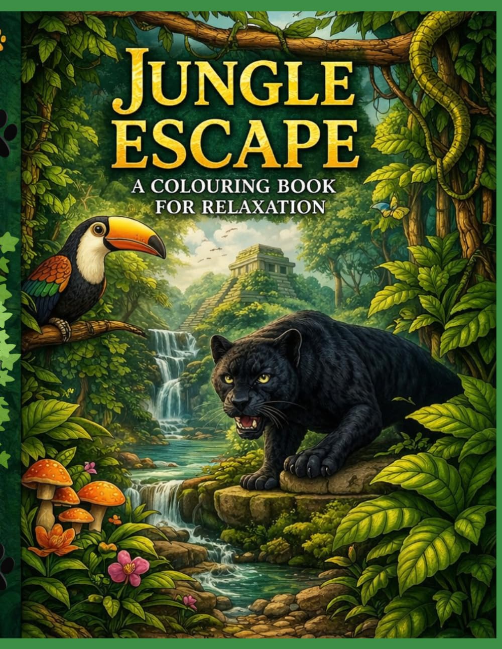 Jungle Escape Colouring Book for Adults: 40 Relaxing Jungle Scenes with Animals, Nature and Tropical Landscapes for Stress Relief and Mindfulness