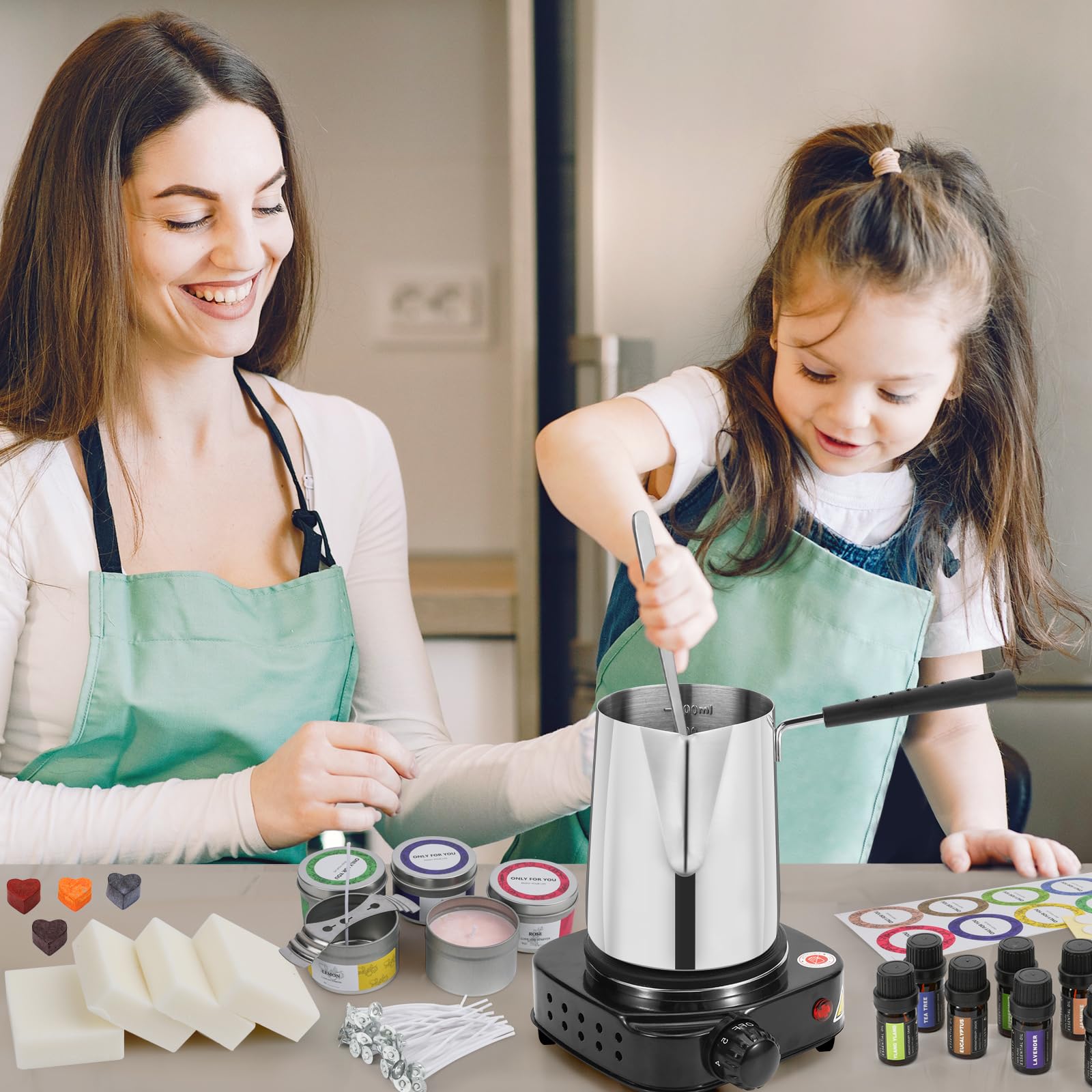 SAEUYVBCandle Making Kit,Candle Making Kit with Wax Melter, Complete Candle Making Kit for Adults Beginners, Candle Making Supplies, DIY Arts & Crafts Kits Perfect as Home Decorations