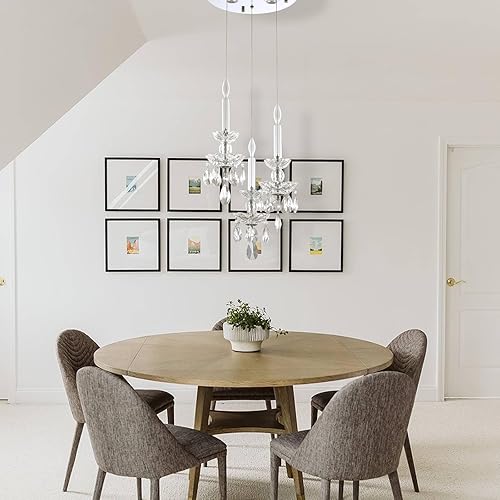 Miniatura 5 de Moderno portavelas de acero inoxidable con 3 luces K9 de cristal de lujo con acabado cromado, lámpara de techo para sala de estar, comedor,