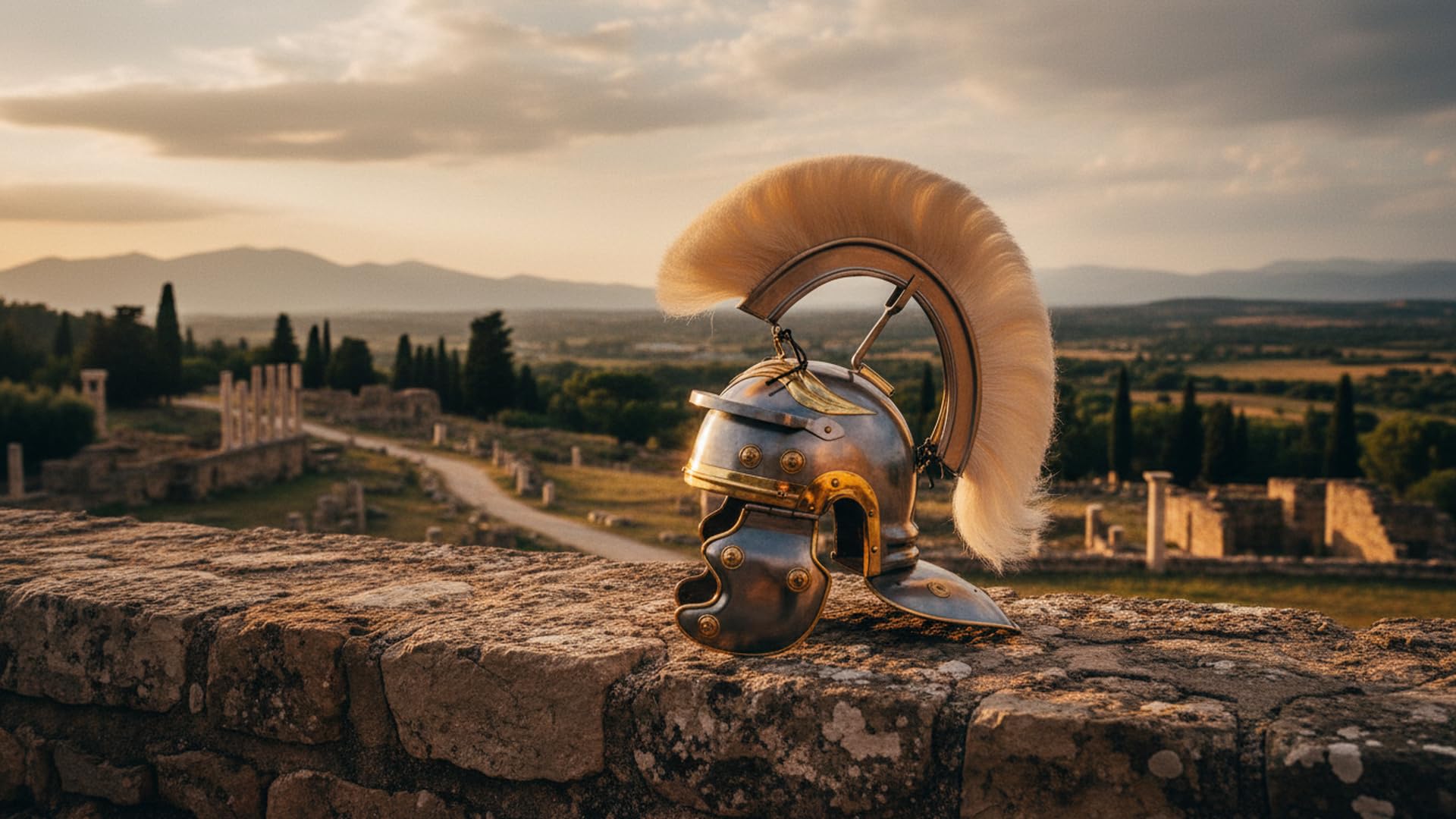 Roman Centurion Helm – Weiß Plume