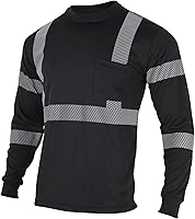 Vista 9 de VENDACE Camisetas de seguridad reflectantes de alta visibilidad con manga larga ANSI Clase 3 Hi Vis para trabajo en construcción, camisetas