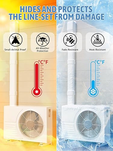 Miniatura 2 de Kalkehay Juego de cubierta de línea de PVC decorativo para mini split y aire acondicionado central de 4 pulgadas de ancho y 9 pies de largo, para