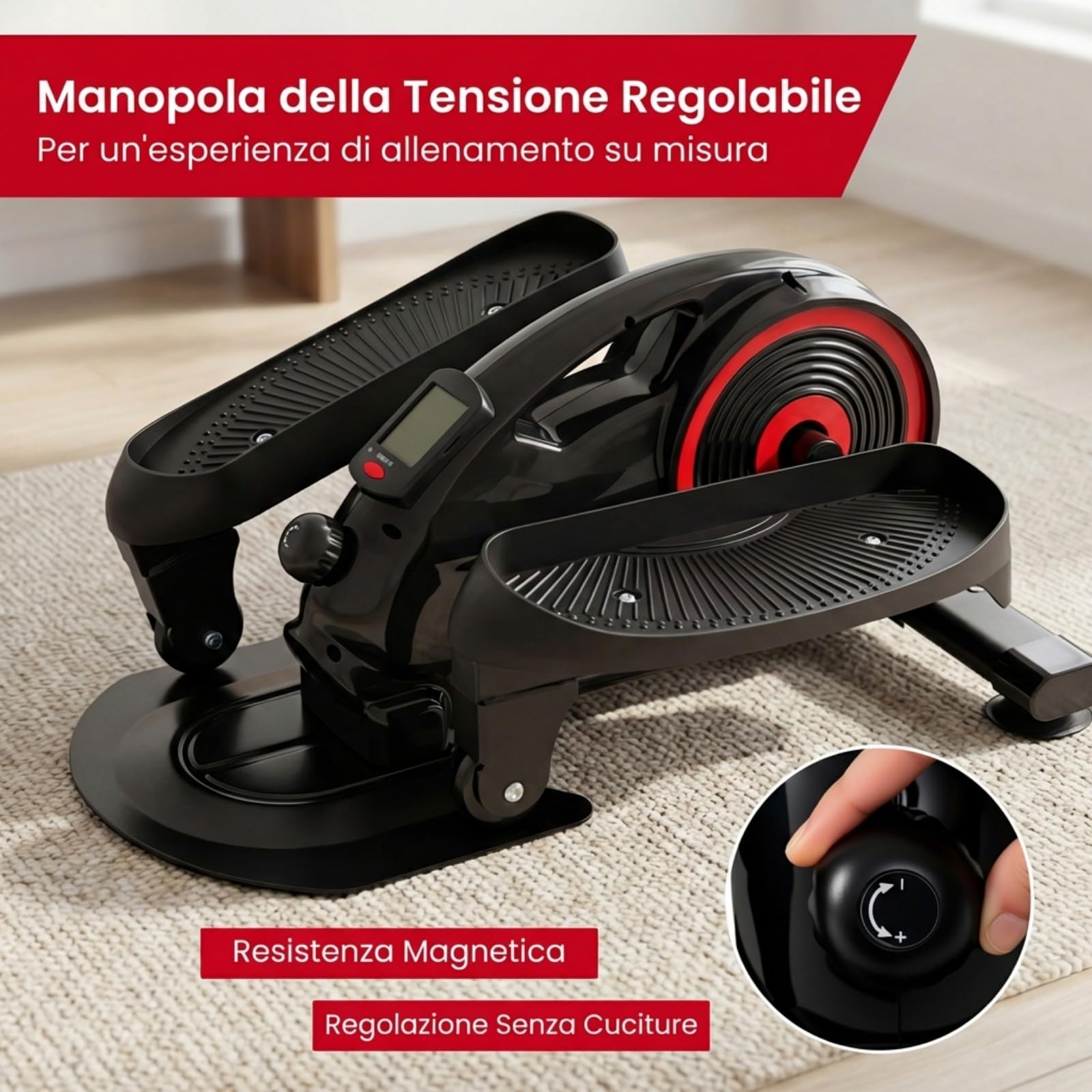 COSTWAY Ellittica sotto Scrivania Salvaspazio | con Display e Resistenza Magnetica Regolabile, Pedaliera Riabilitazione Silenziosa per Gambe e Cardio a Basso Impatto