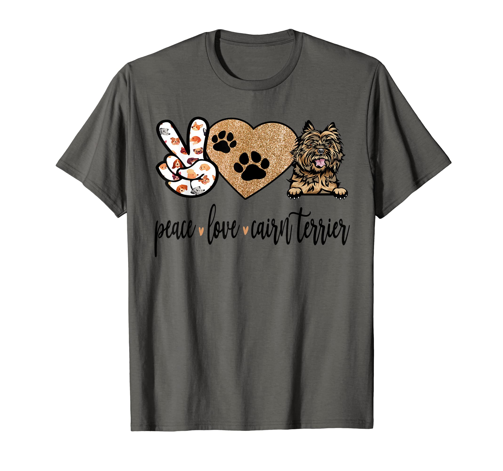 Dog Crazy Gifts Co.Funny Peace Love Cairn Terrier Dog Lover T-Shirt