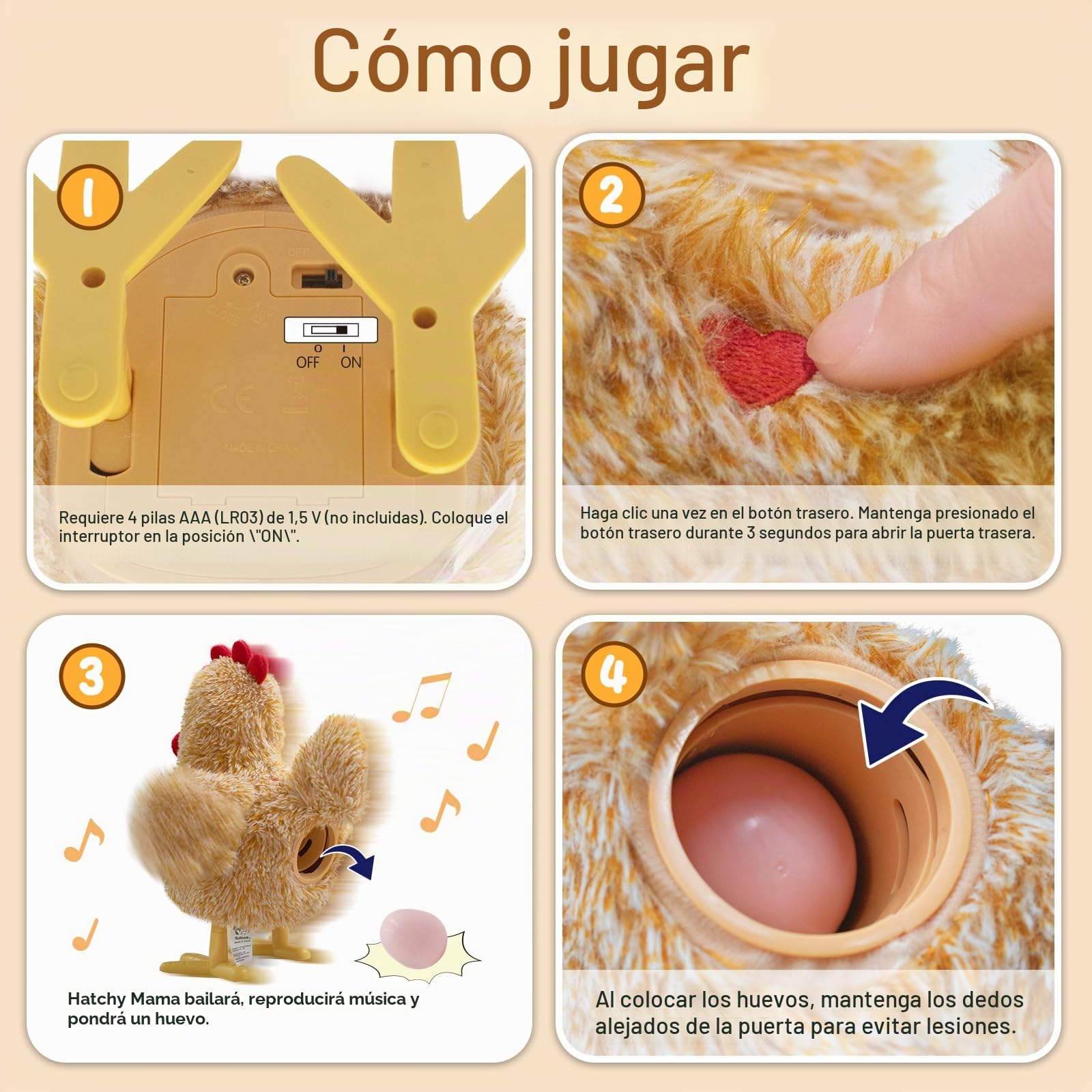 YH YUHUNG Juguetes de peluche interactivos mamá gallina, canta y pone huevos, animal electrónico de granja para niños pequeños a partir de 3 años, con pollitos y gusano de alimentación (Amarillo)