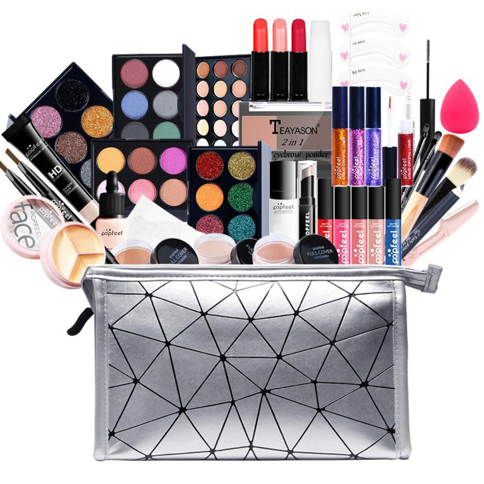 All in One Make Up Set, Schminke Set für Frauen, Makeup Set Starter Kit Multifunktions Kosmetik Schmink Kit mit Lidschatten Palette, Lippenstift, Eyeliner, Mascara, Pinsel Für Frauen Mädchen