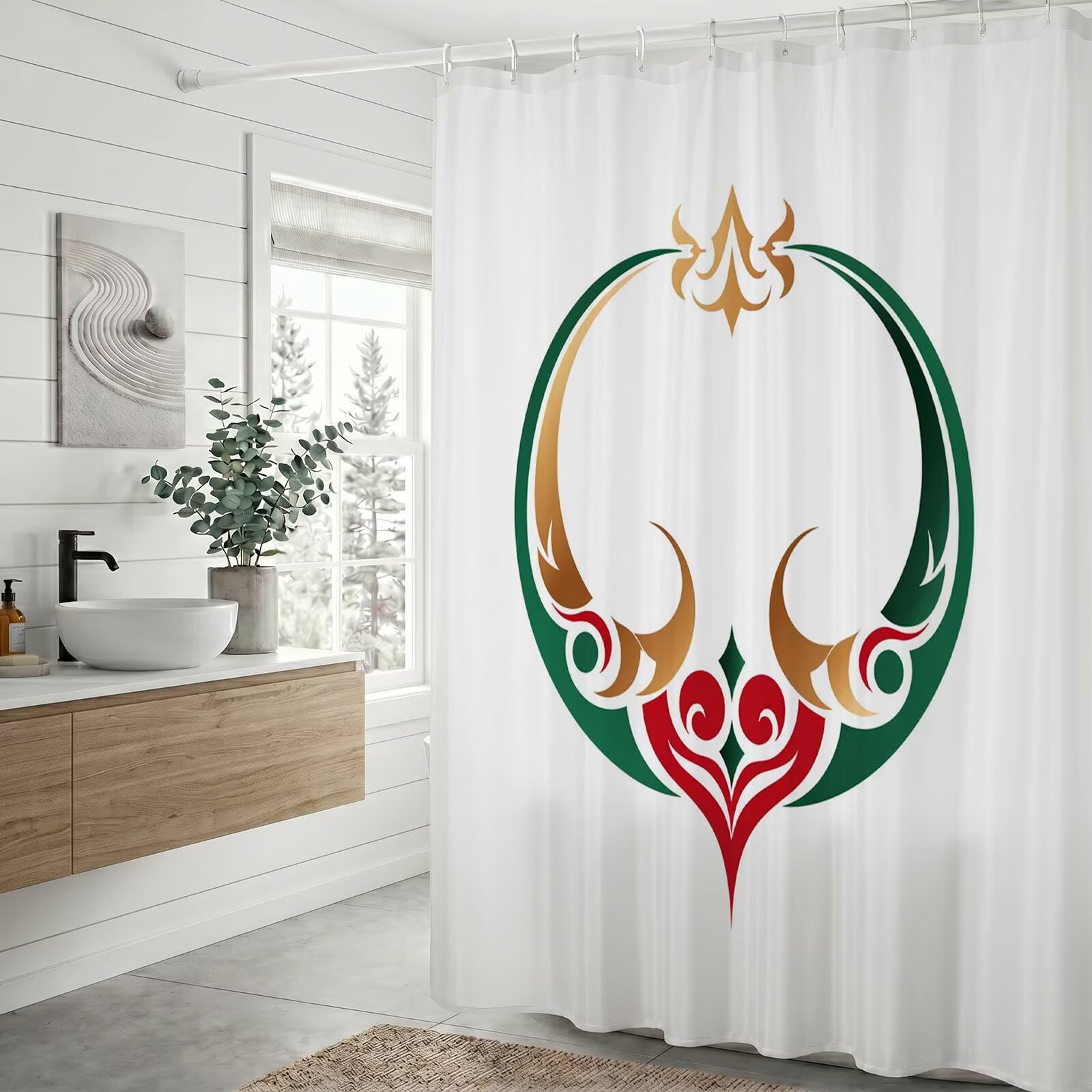 Rideau de douche en tissu polyester imperméable vert 150 x 180 cm