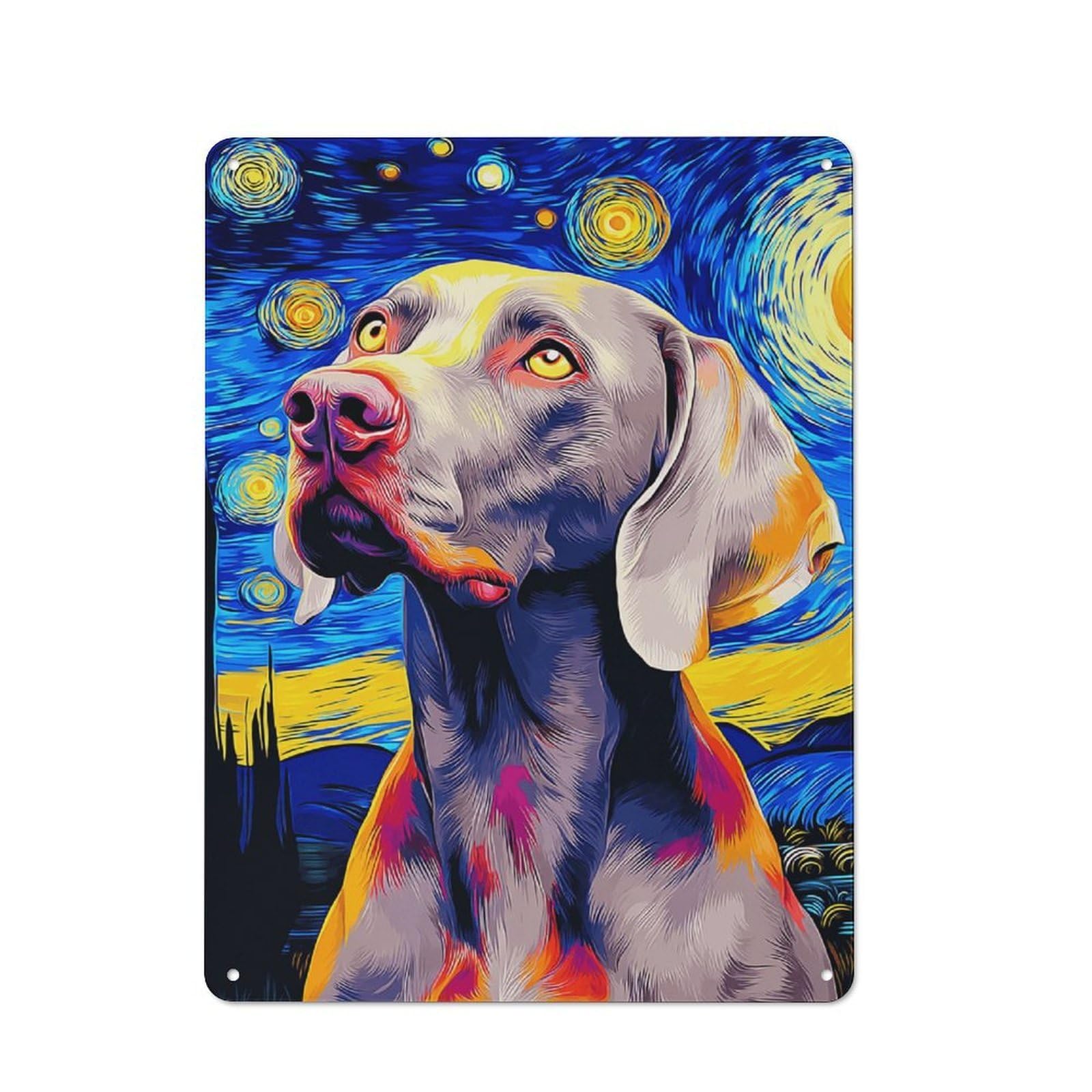 Starry Night Dog Portrait -18 Farmhouse Metal Sign 40x30cm, Barn Style Rustic Kitchen Decor for Cottage, Kitchen, Hallway Or Breakfast Nook