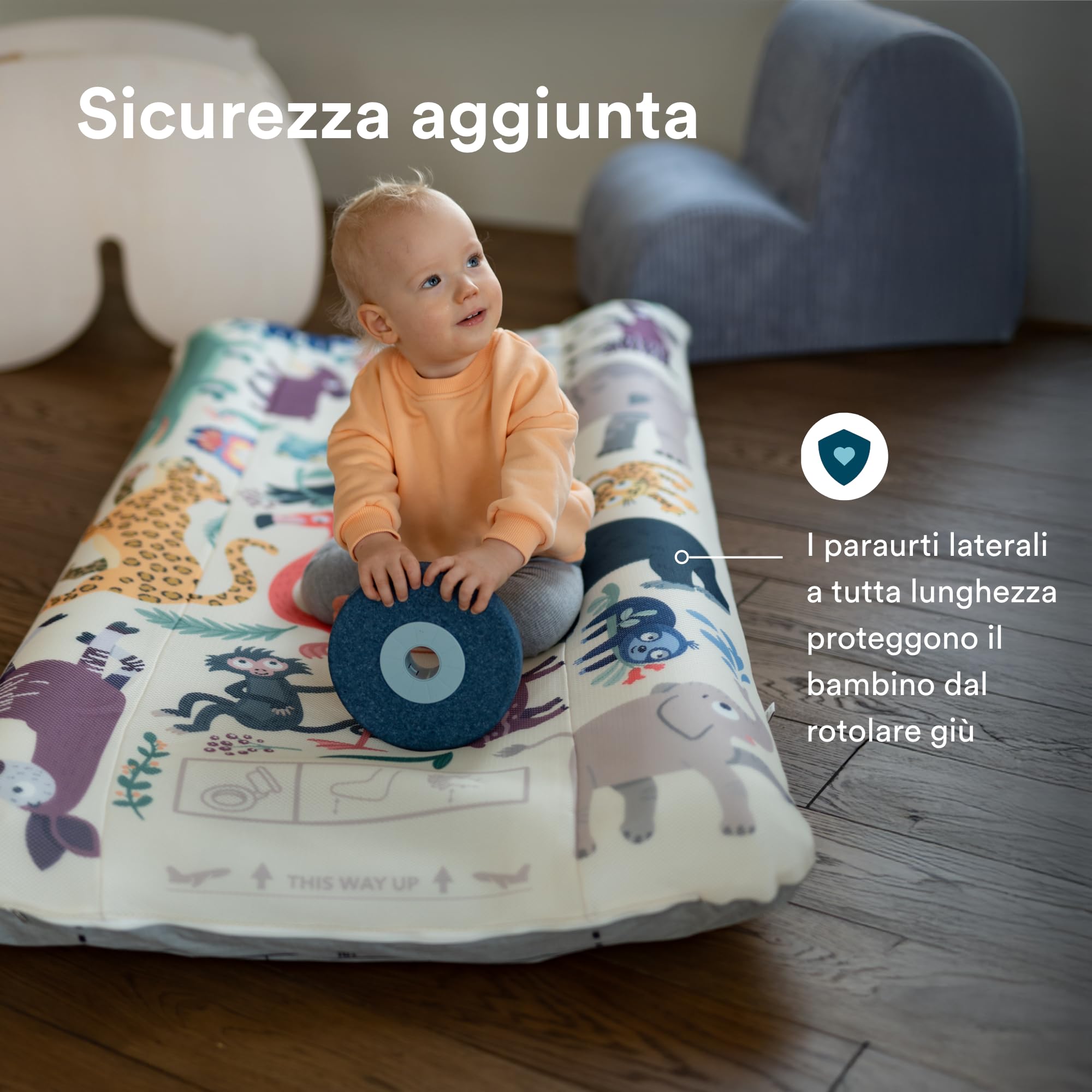 Stokke JetKids CloudSleeper, Animal Family - Lettino da viaggio gonfiabile - Include pompa integrata e cubo da imballaggio - Ideale per bambini dai 2 anni in su