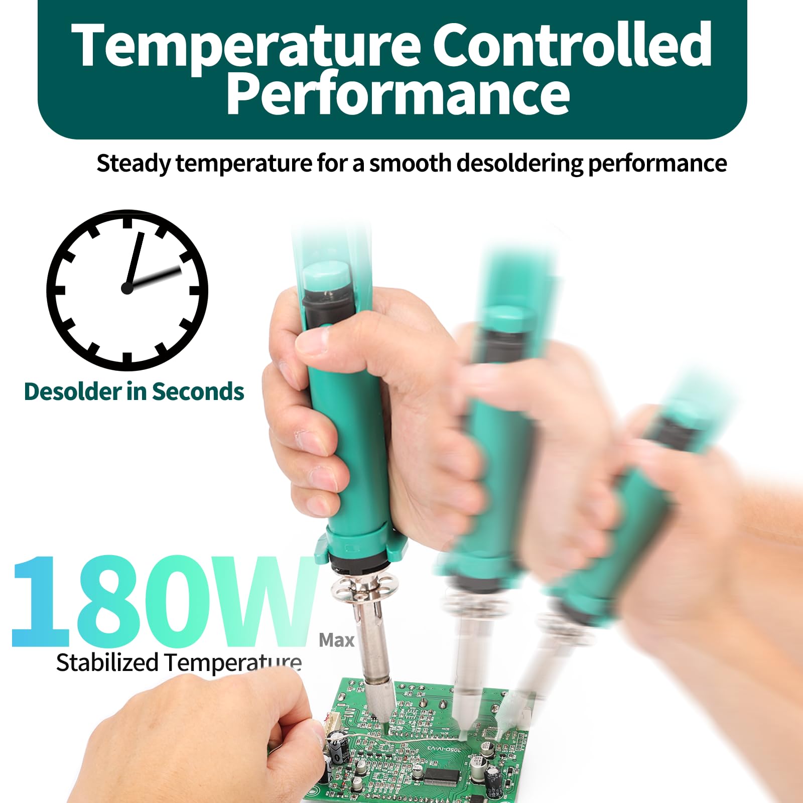 YIHUA 929D-VI elektryczna rozlutownica z regulacją temperatury o ulepszonej wydajności, podgrzewana pompa rozlutowująca, 3 dysze i funkcja pompy lutowniczej (wtyczka EU)