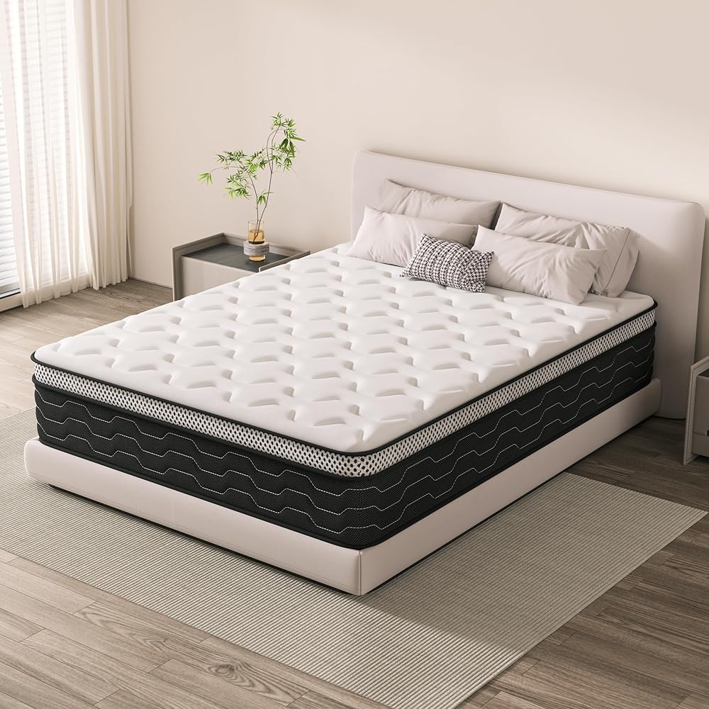 DEWINNER Colchón de muelles ensacados H3 90 x 200 cm – 27 cm de alto, 7 zonas de apoyo ortopédico, con espuma viscoelástica, transpirable contra la sudoración, certificado Öko-Tex Standard 100