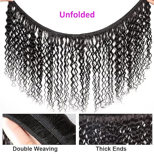 Miniatura 4 de Mechones húmedos y ondulados, 100% cabello virgen brasileño sin procesar, 12A, rizado al agua, 3 paquetes de extensiones de cabello humano para